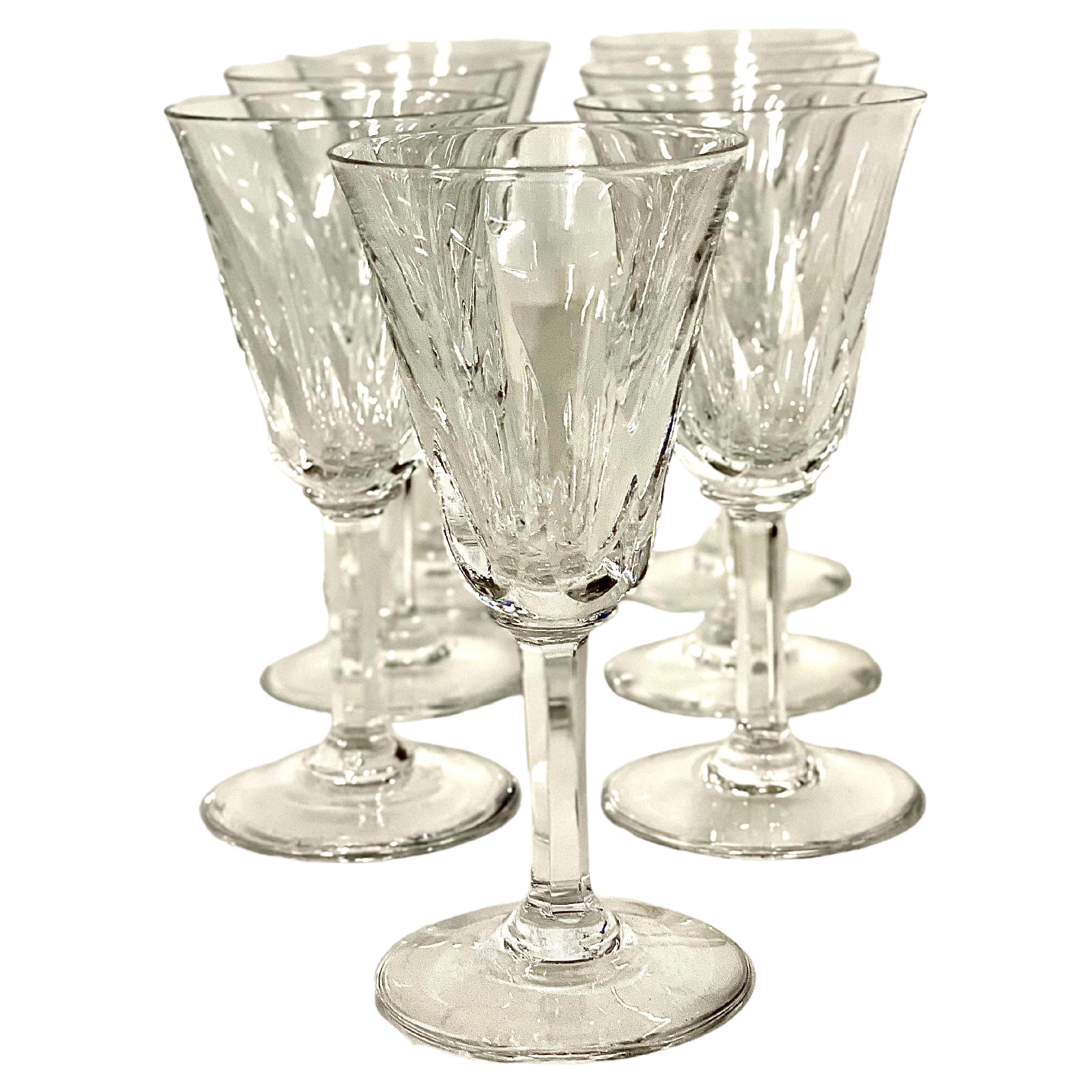 Set of Seven Saint-Louis Crystal White Wine Glasses For Sale