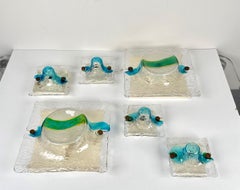 Set of Seven Sconces in Murano Glass Toni Zuccheri for Venini, Italy, 1960s