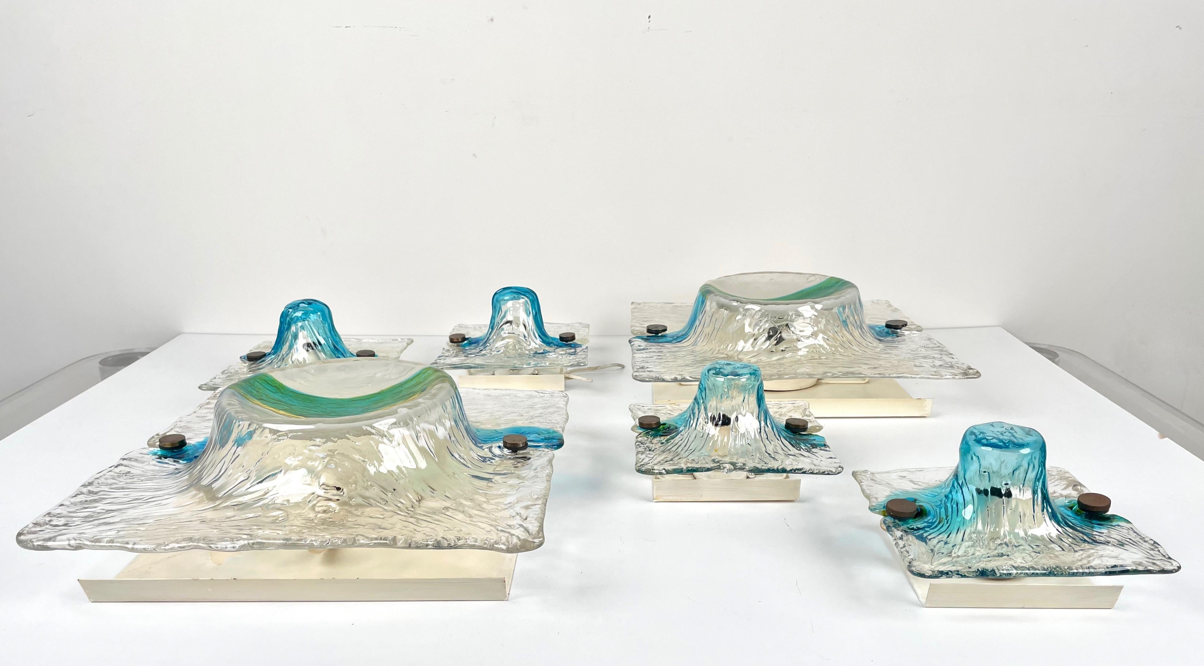 Set of Seven Sconces in Murano Glass Toni Zuccheri for Venini, Italy, 1960s In Good Condition For Sale In Rome, IT