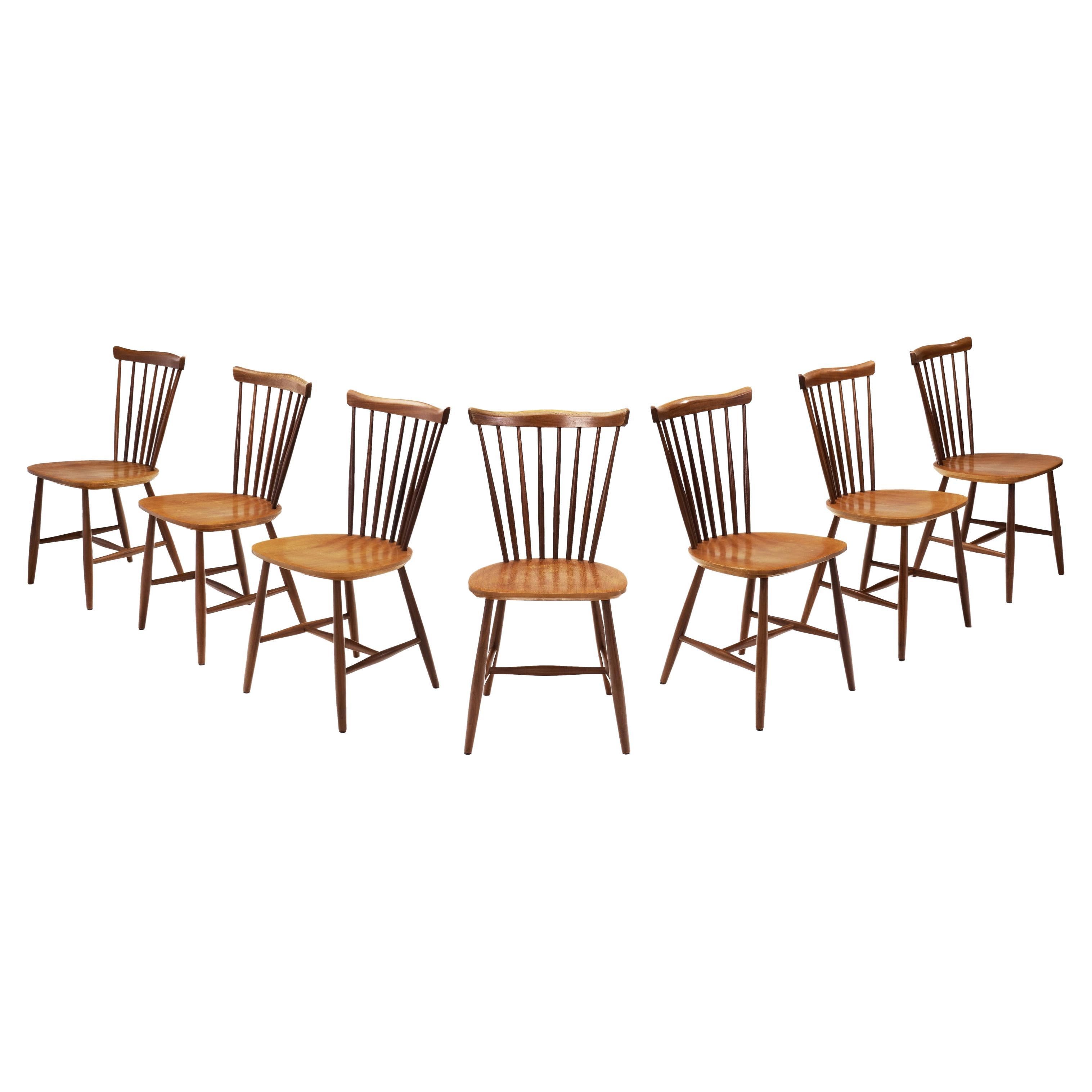 Set of Seven "SH41" Dining Chairs by Yngve Ekström, Sweden 1960s
