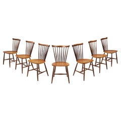 Vintage Set of Seven "SH41" Dining Chairs by Yngve Ekström, Sweden 1960s