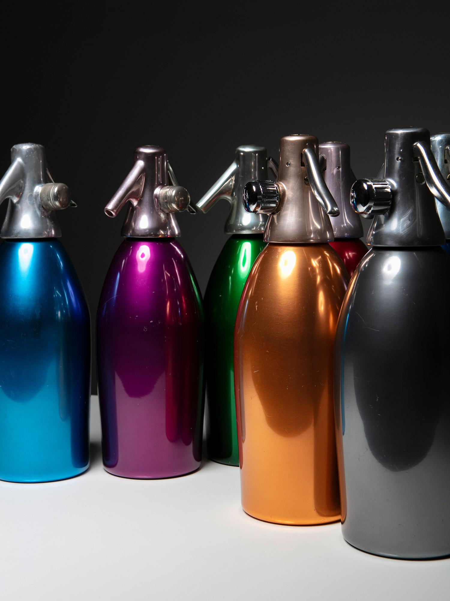 Set of Seven Soda Siphons by Sergio Asti for Saccab, Italy, 1950s In Good Condition For Sale In Milan, IT