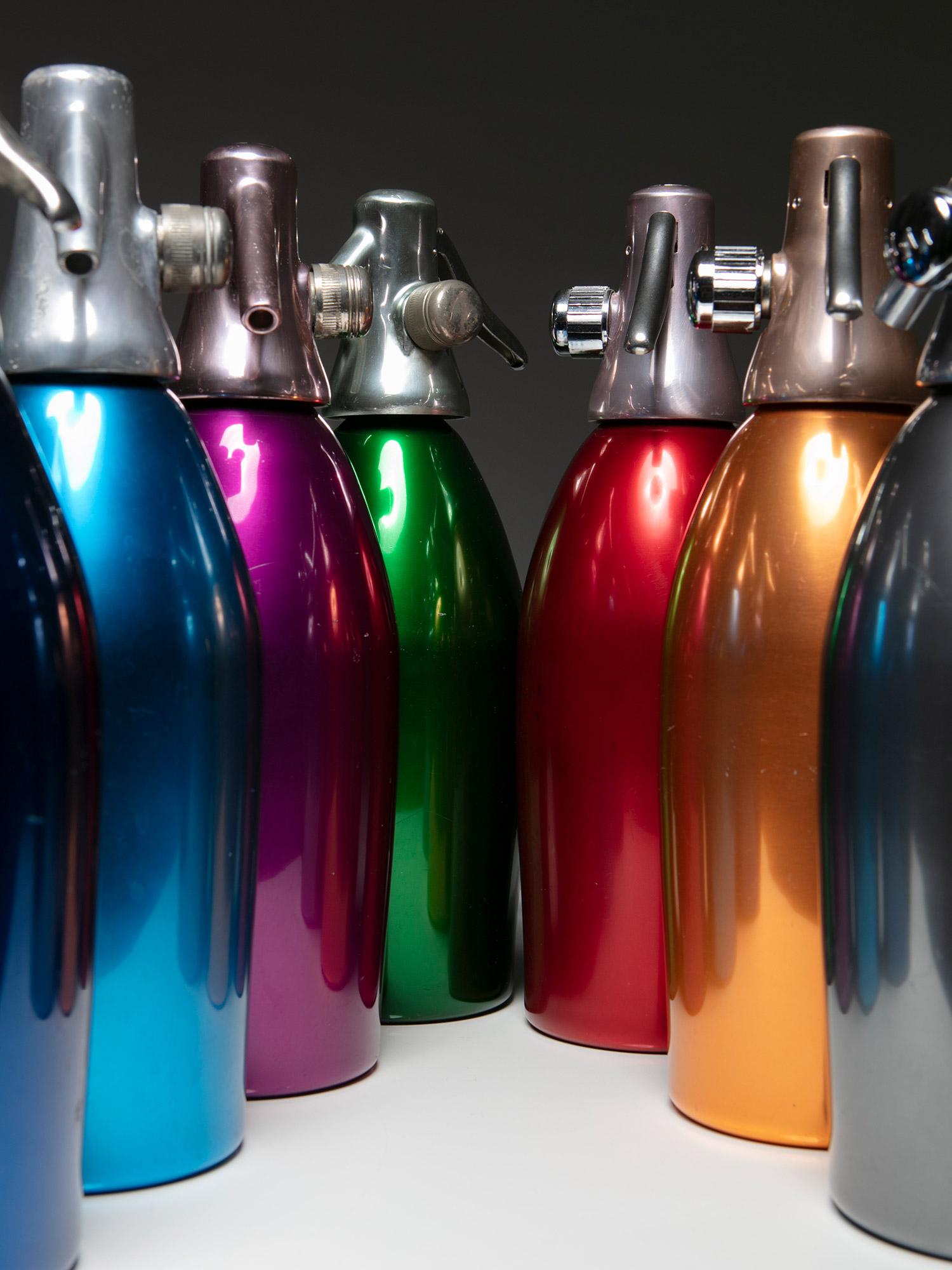 Mid-20th Century Set of Seven Soda Siphons by Sergio Asti for Saccab, Italy, 1950s For Sale