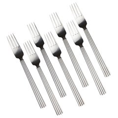 Set of Seven Sterling Silver Georg Jensen 'Bernadotte' Forks