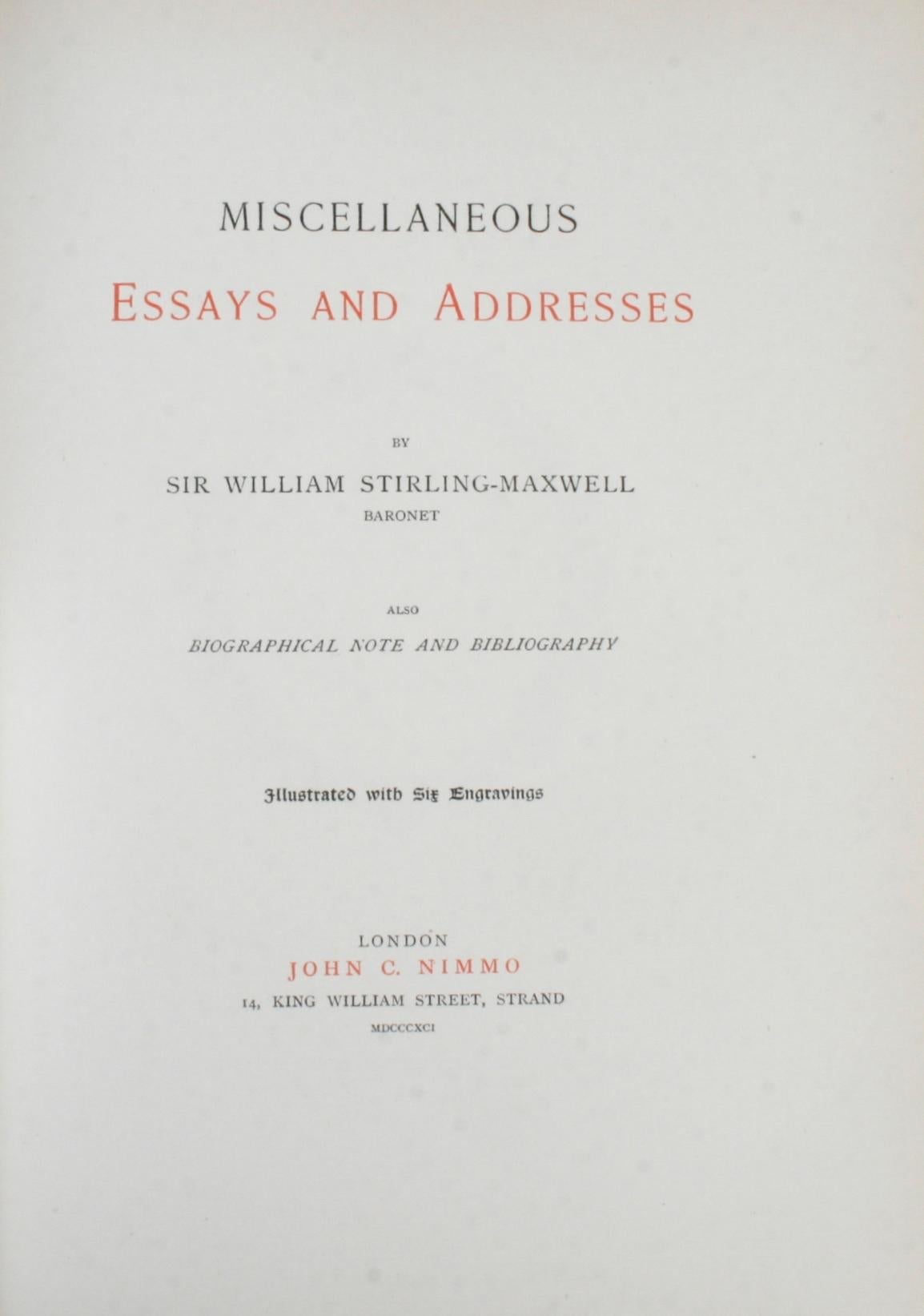 Set von sechs Werken The Works of Sir Wm Stirling Maxwell, Ltd #178/250 (Vergoldet) im Angebot