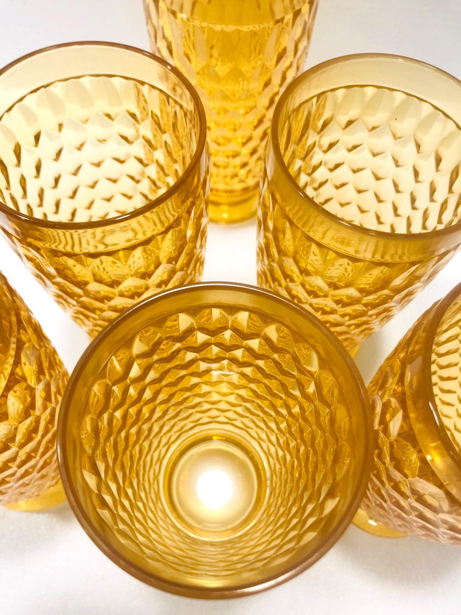 Modern Set of Seven Villeroy & Boch Crystal Highball Glasses in Amber Yellow circa 2005