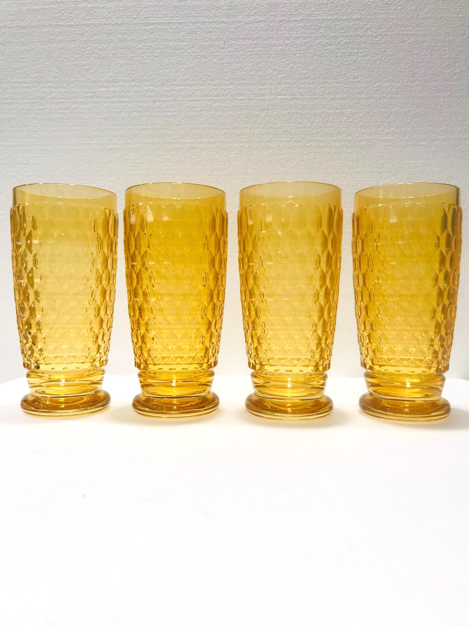 Contemporary Set of Seven Villeroy & Boch Crystal Highball Glasses in Amber Yellow circa 2005