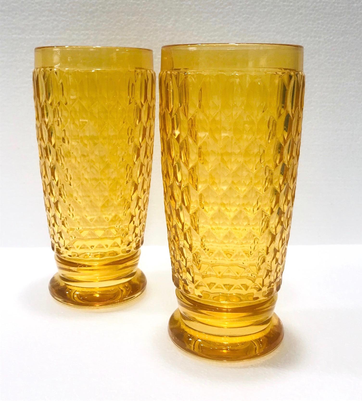 Set of Seven Villeroy & Boch Crystal Highball Glasses in Amber Yellow circa 2005 1