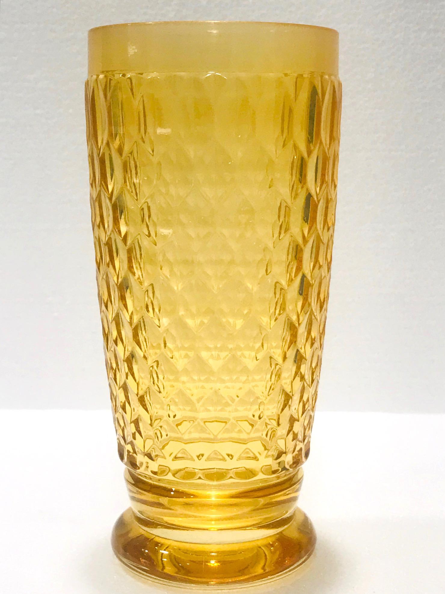 Set of Seven Villeroy & Boch Crystal Highball Glasses in Amber Yellow circa 2005 2