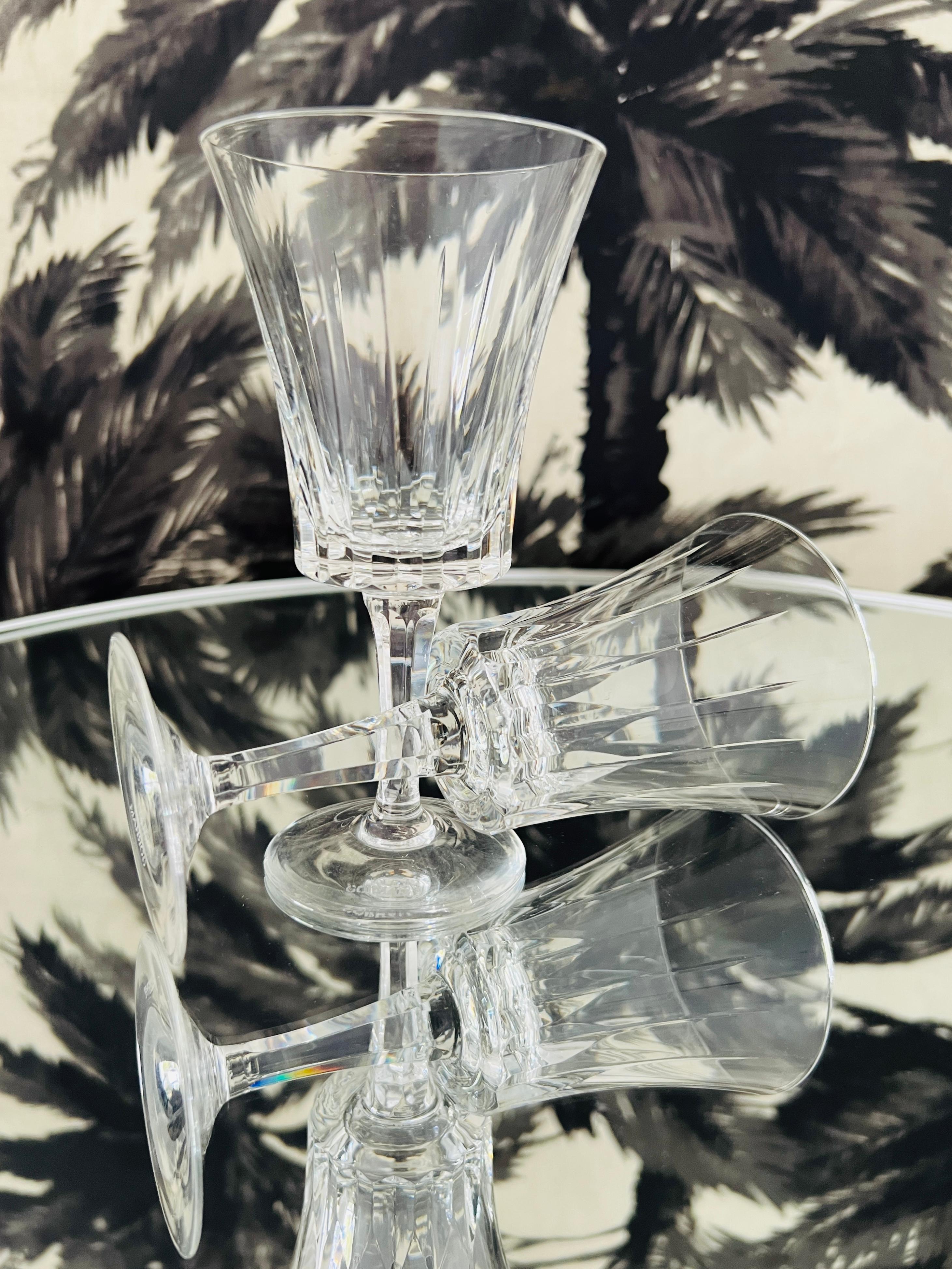 Regency Revival Set of Seven Vintage Crystal Wine Glasses by Gorham, c. 1970 For Sale