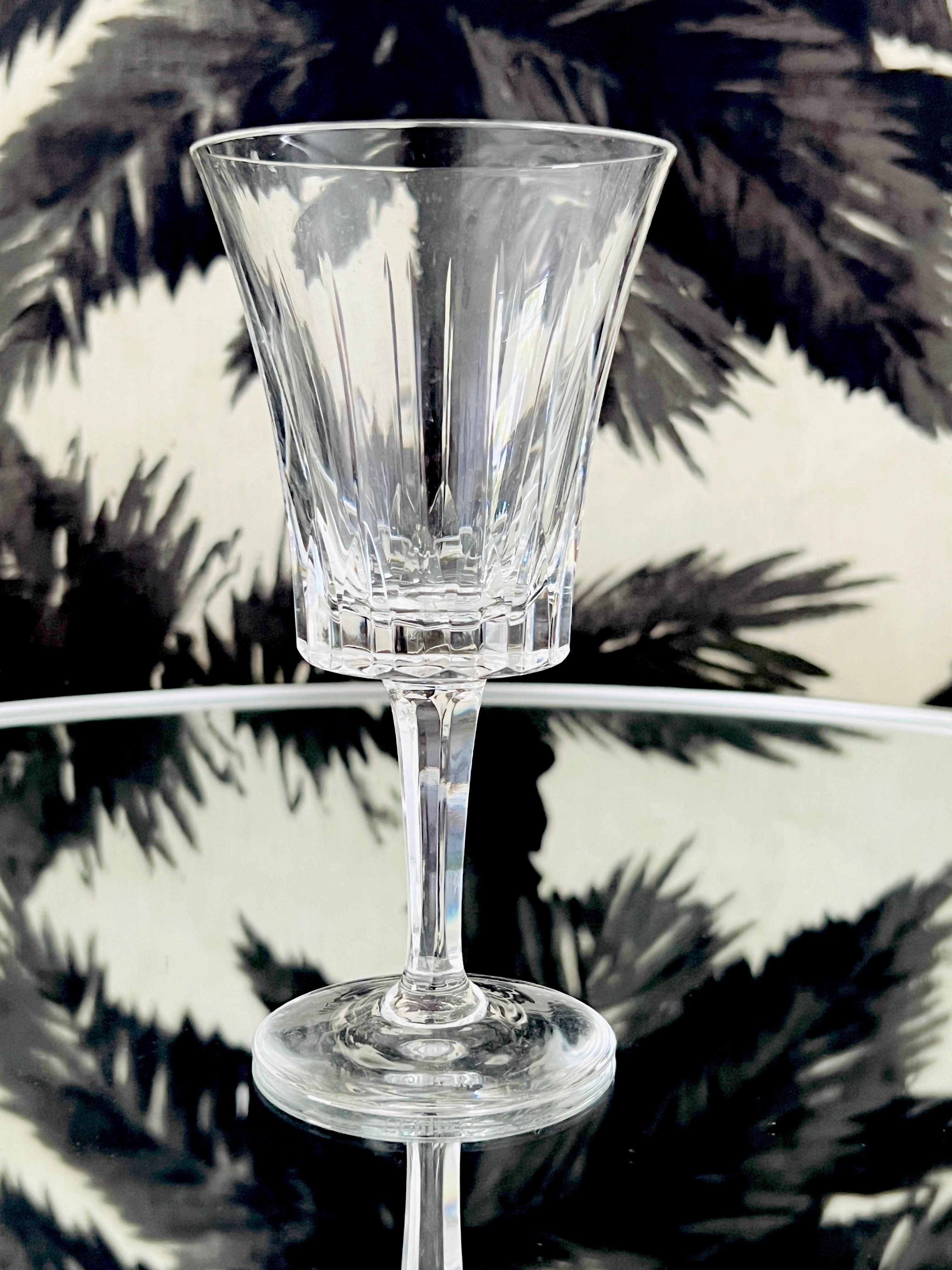 Etched Set of Seven Vintage Crystal Wine Glasses by Gorham, c. 1970 For Sale