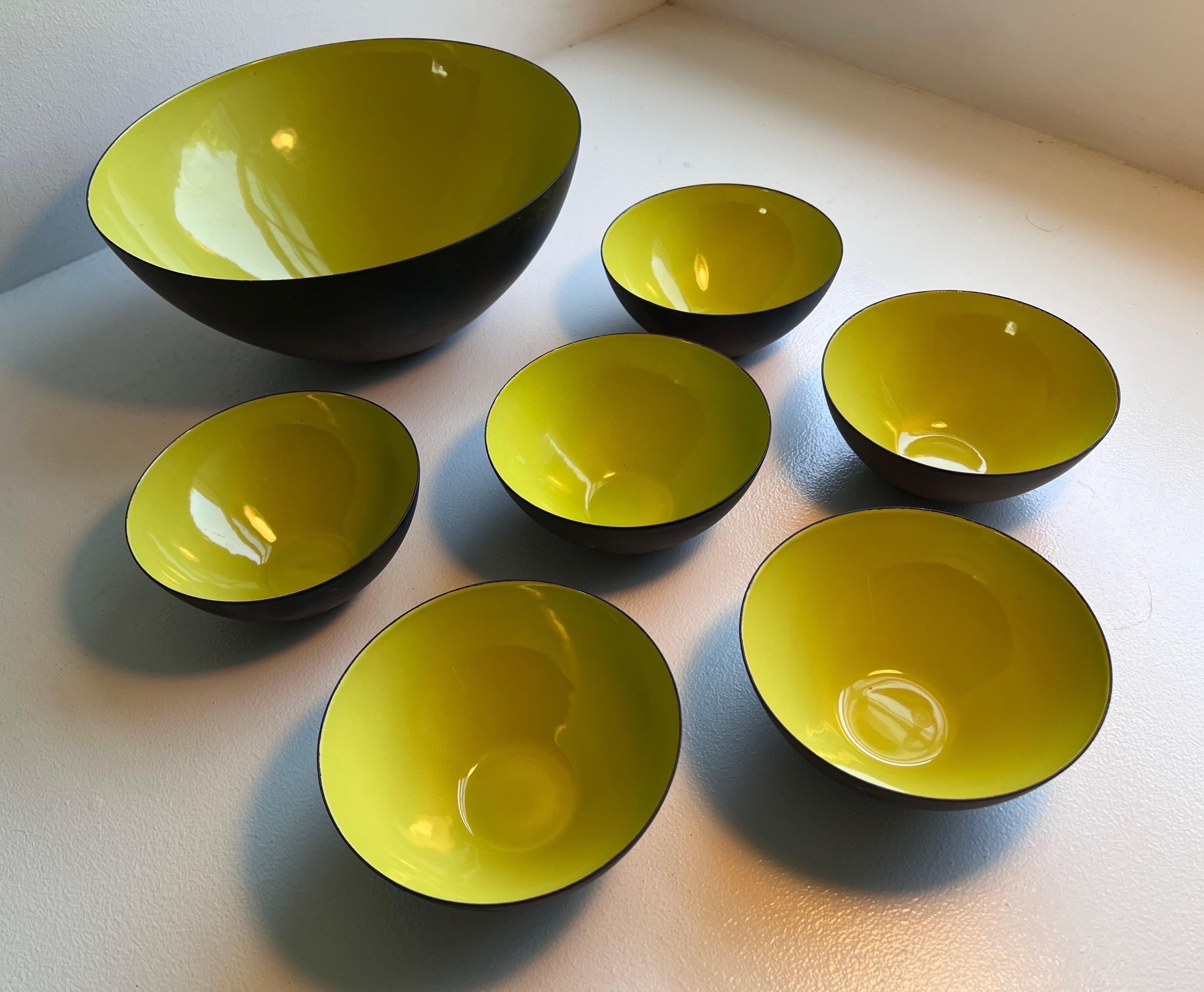 Set of Seven Vintage Enamel Krenit Bowls by Herbert Krenchel For Sale 7