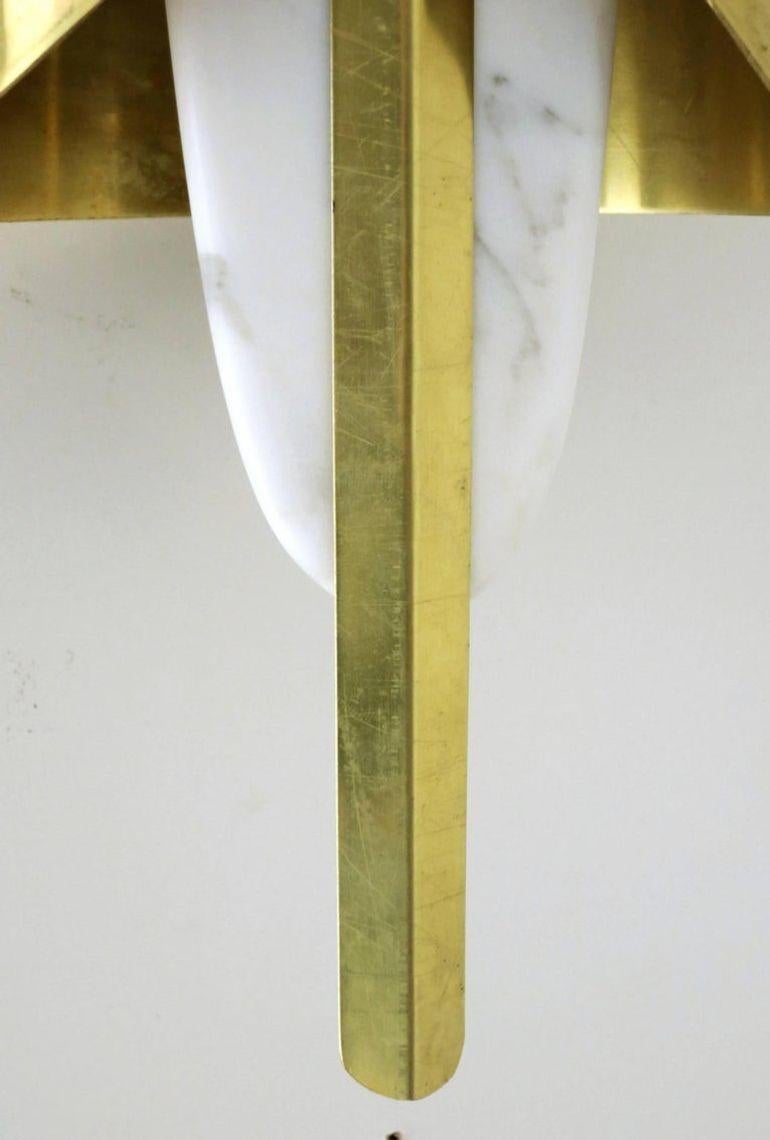 Mid-20th Century Set of Seven Vintage Sconces w/ Obelisk Shaped Marble on Brass Frame For Sale