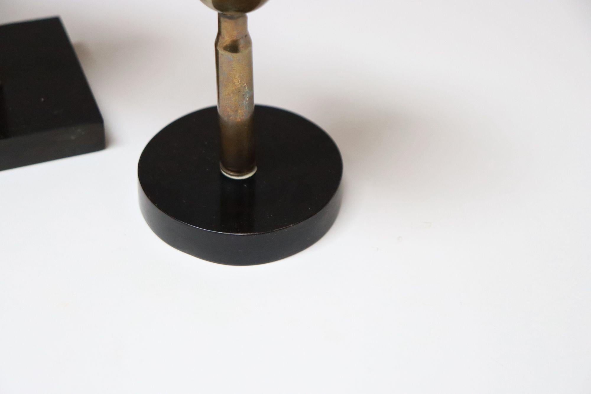 Set of Seven Vintage Trench Art Brass Goblets with Bakelite Card Suit Bases For Sale 5