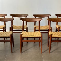 Set of seven ‘W2’ Dining Chairs by Hans Wegner for C.M Madsen, 1950s Denmark