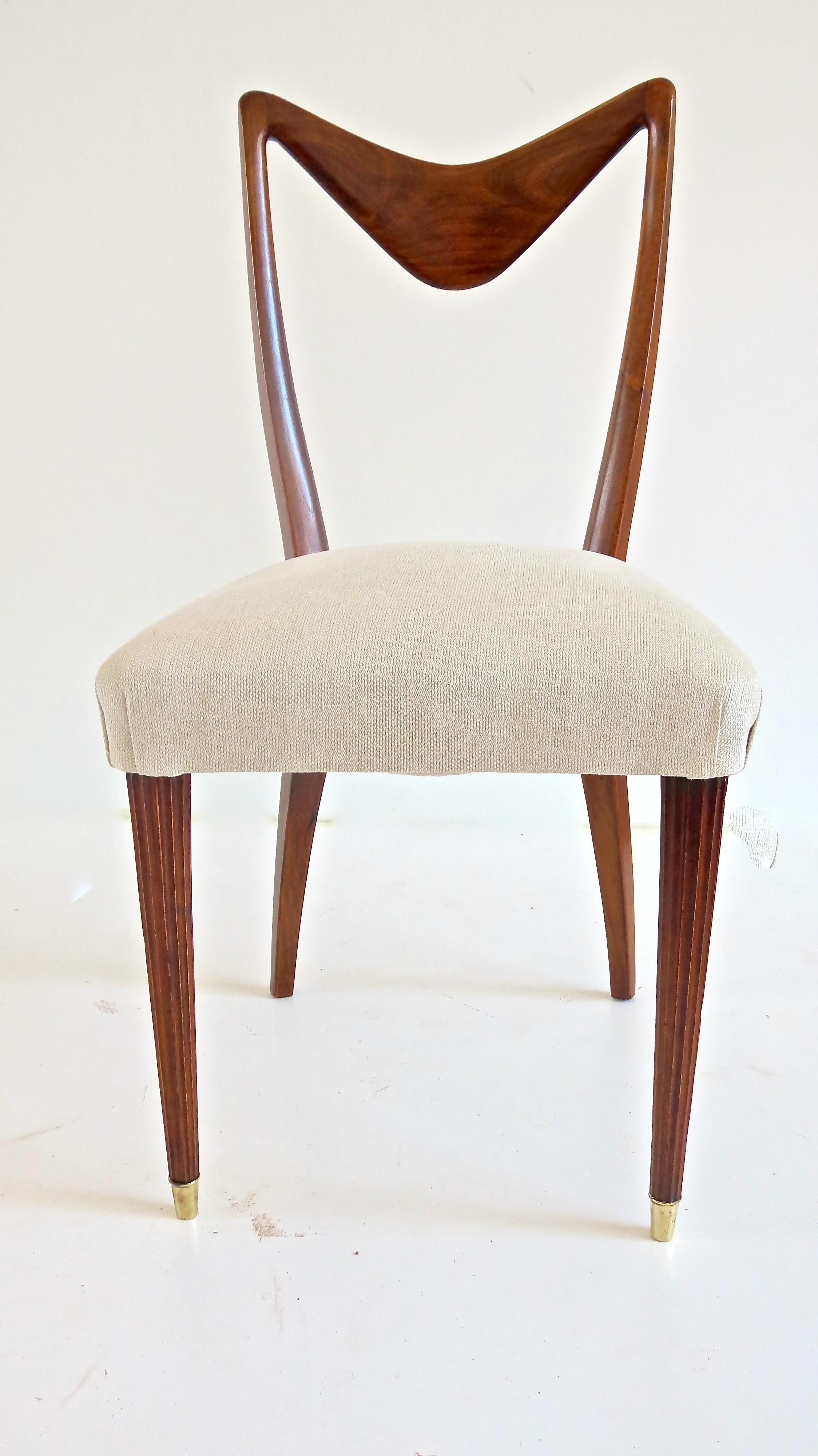 Set of Seven Walnut Dining Room Chairs by Arch, Carlo Enrico Rava, Milano, 1940 In Good Condition In Rome, IT