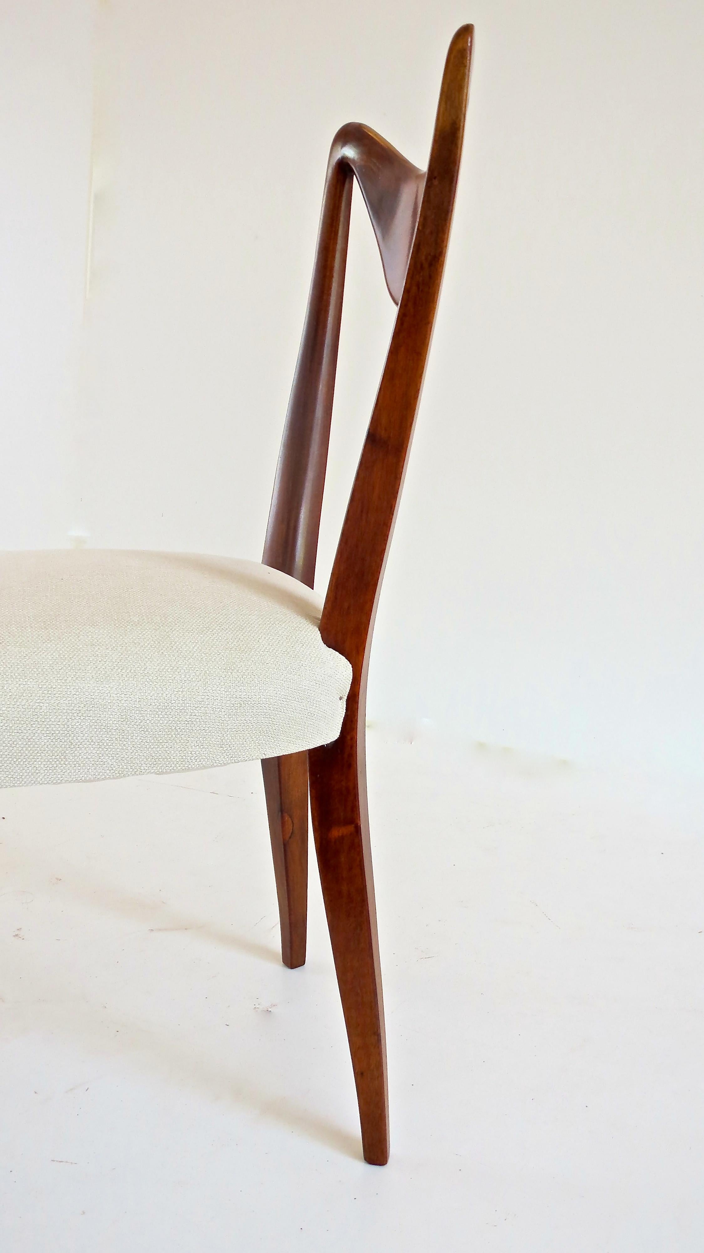 Mid-20th Century Set of Seven Walnut Dining Room Chairs by Arch, Carlo Enrico Rava, Milano, 1940