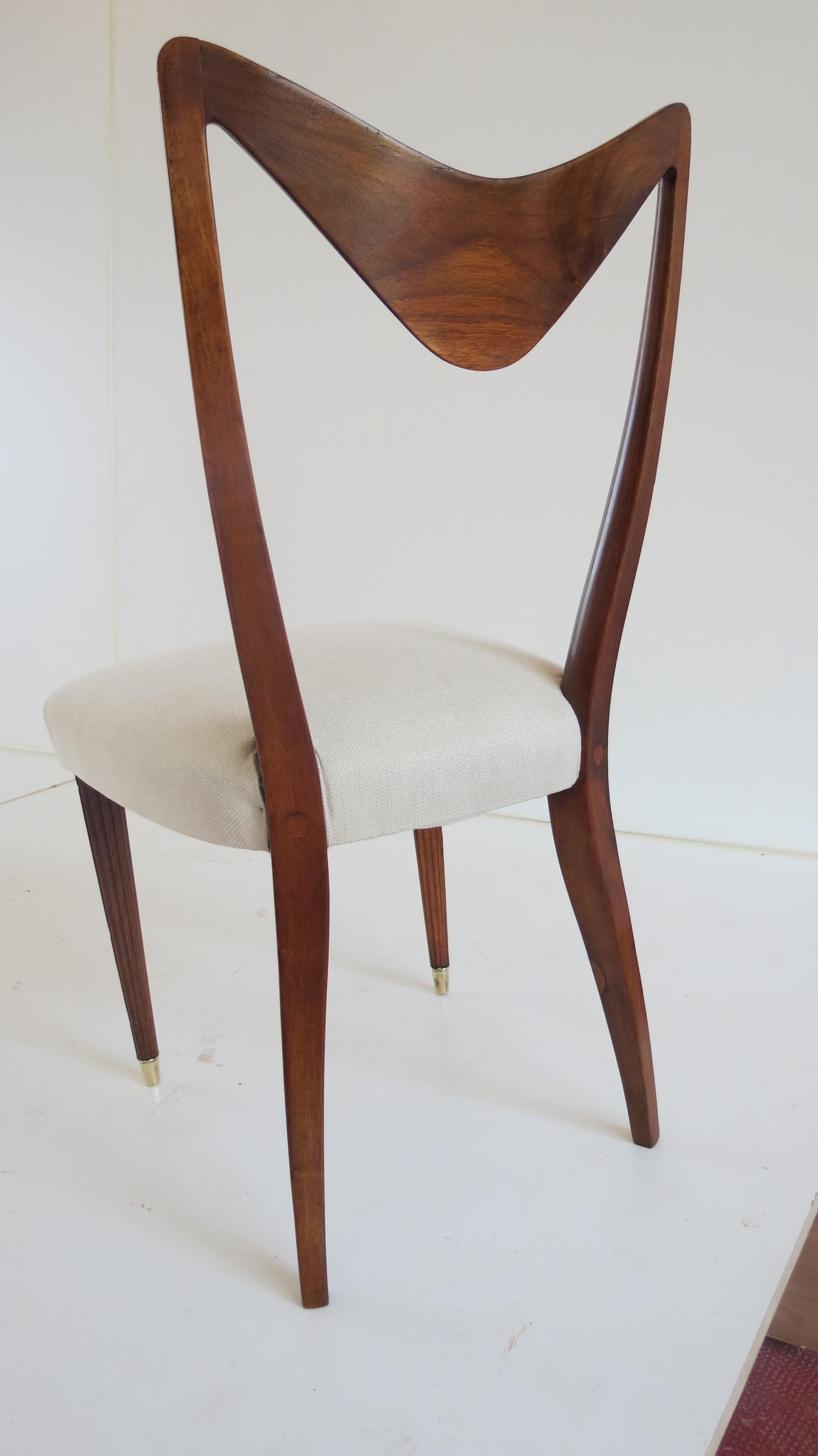 Set of Seven Walnut Dining Room Chairs by Arch, Carlo Enrico Rava, Milano, 1940 1