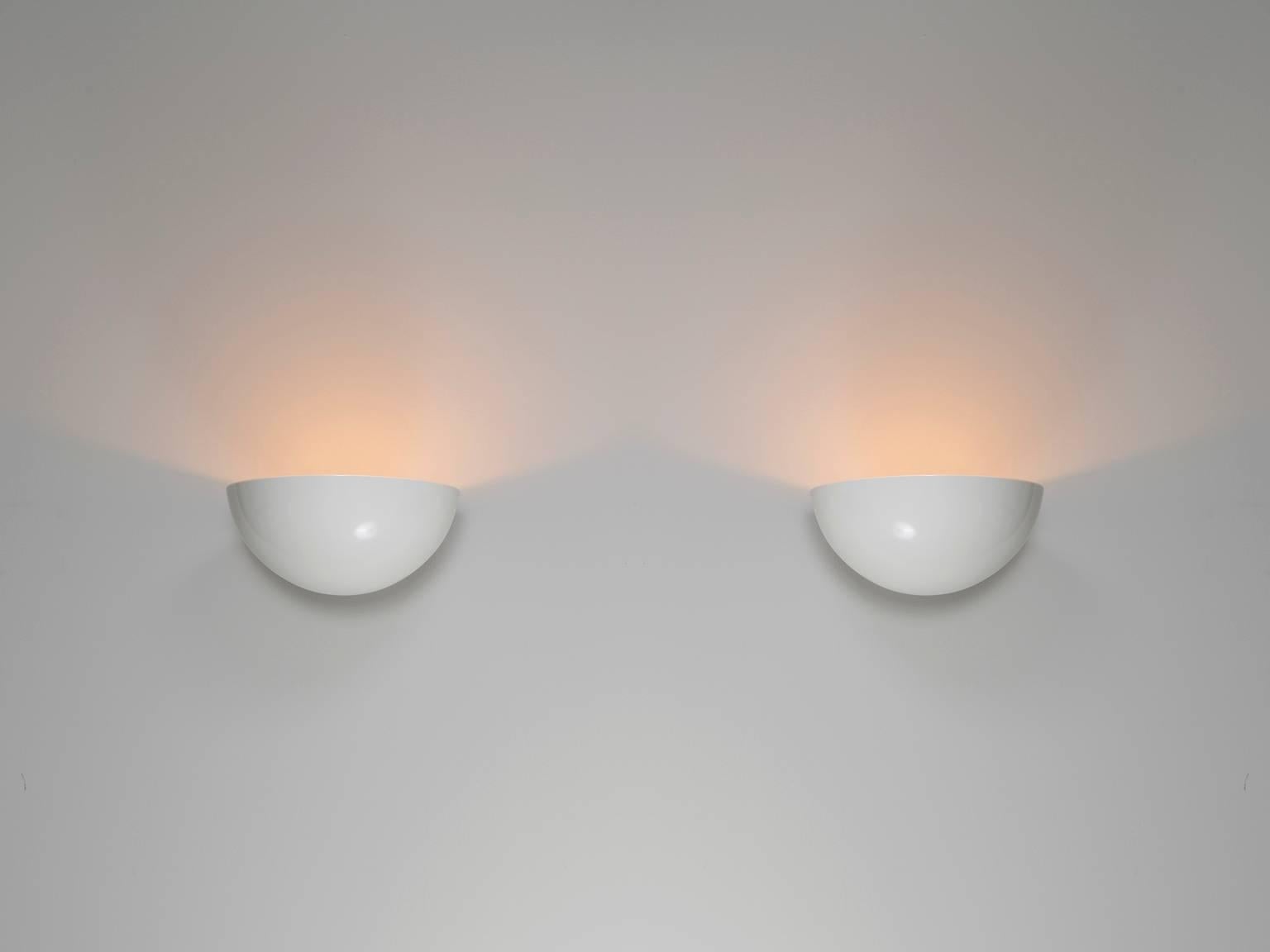 Mid-Century Modern Set of Six White Coated Wall Lights