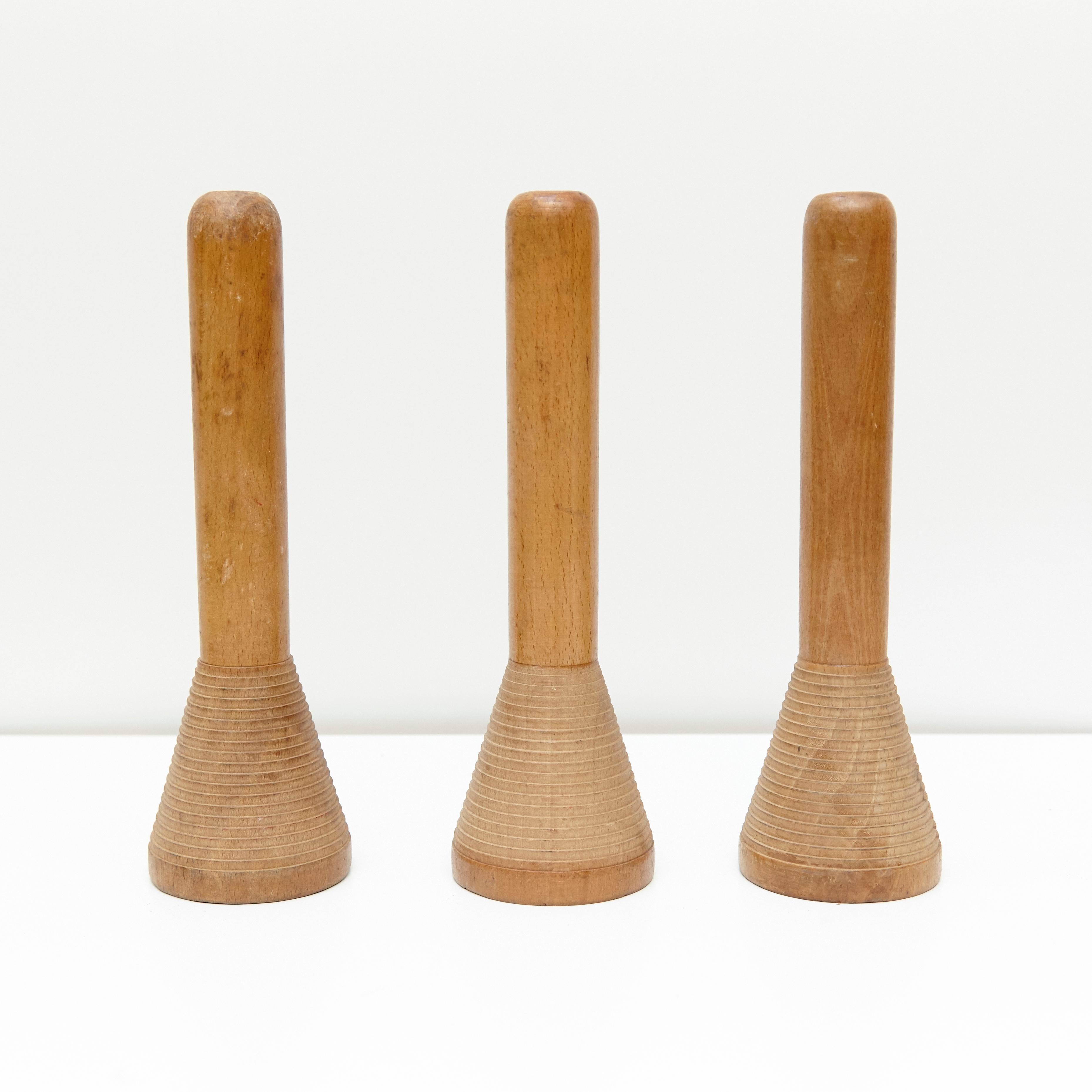 Mid-Century Modern Set of Seven Wooden Sculptures, circa 1950 For Sale