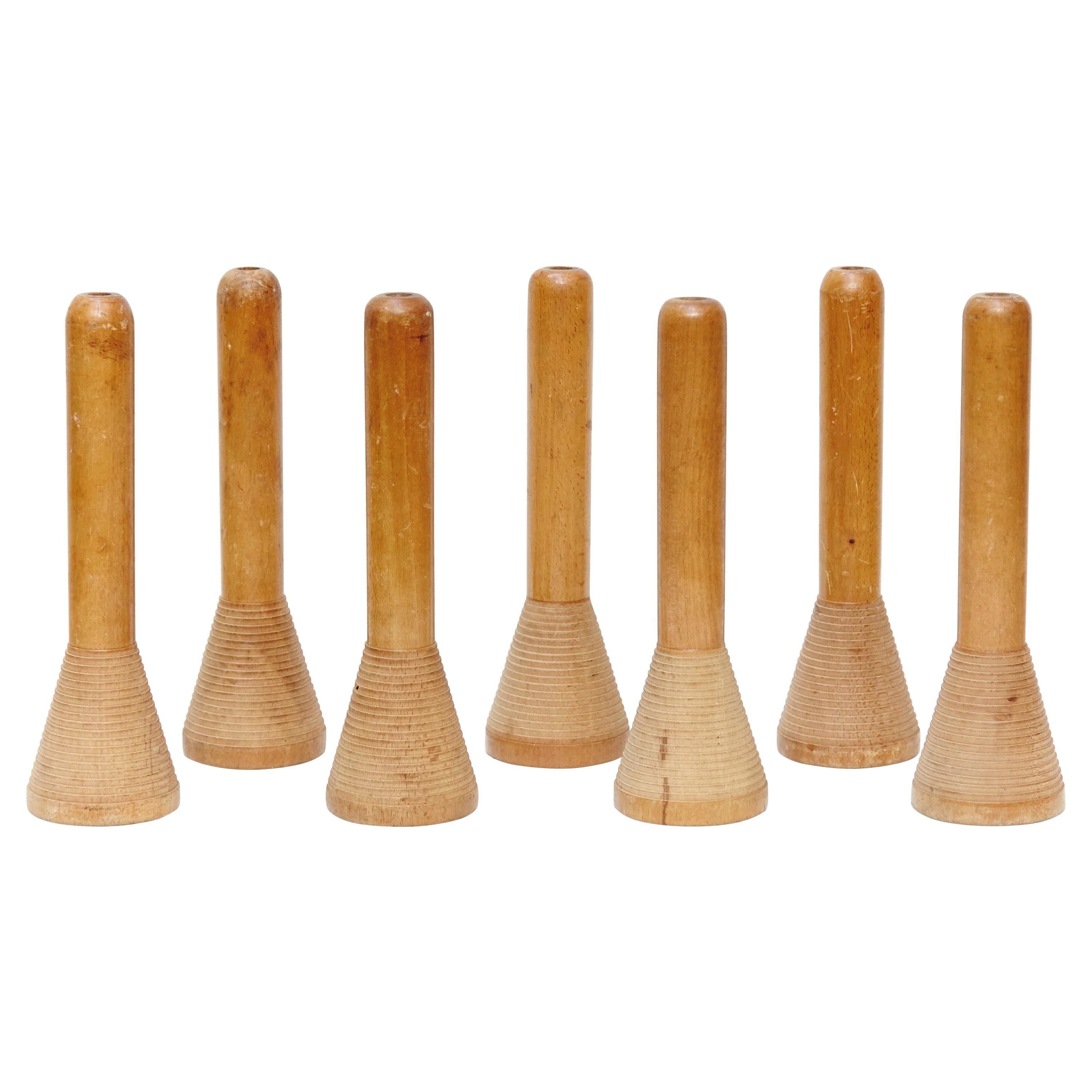 Set of Seven Wooden Sculptures, circa 1950