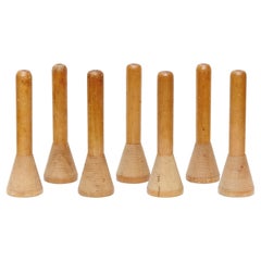 Set of Seven Wooden Sculptures, circa 1950