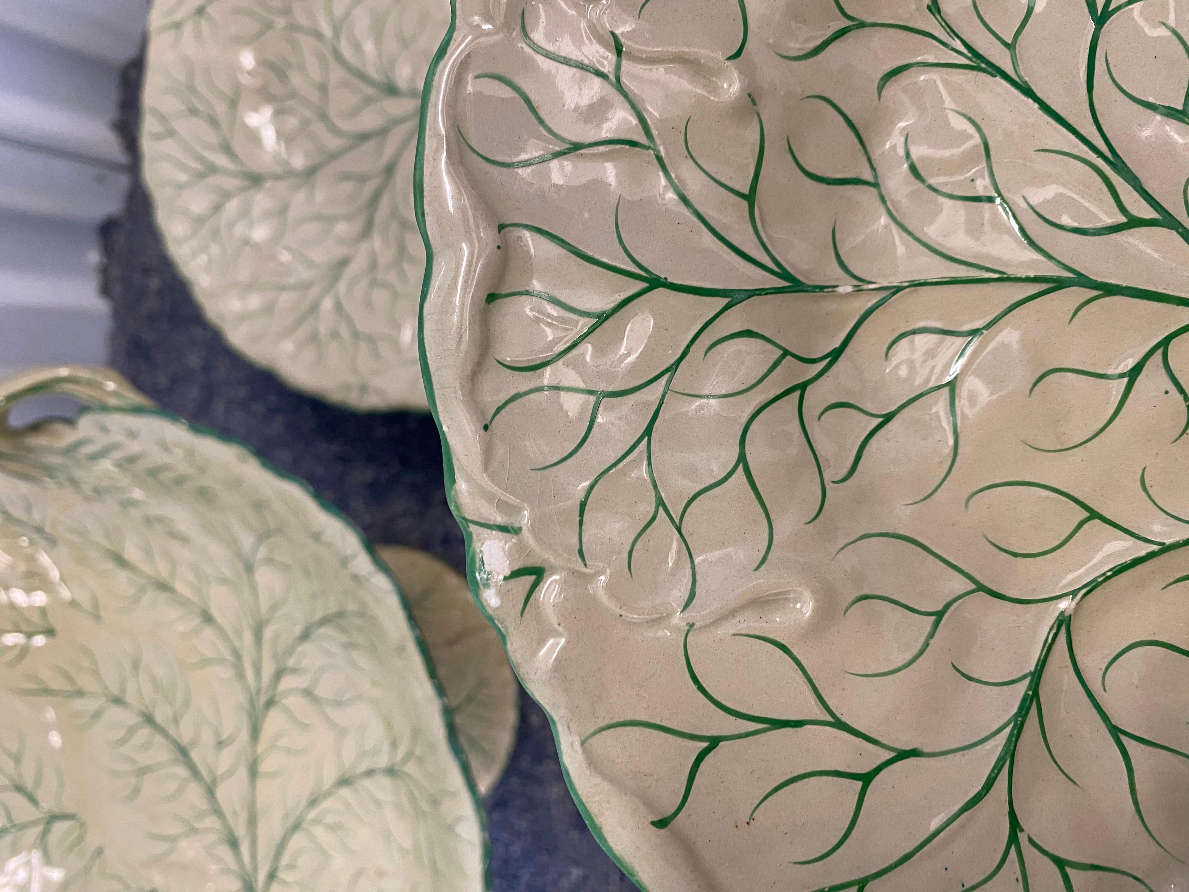 Set of Seventeen Leaf Porcelain Dessert Plates, Pedestal Bowl and Platter 6