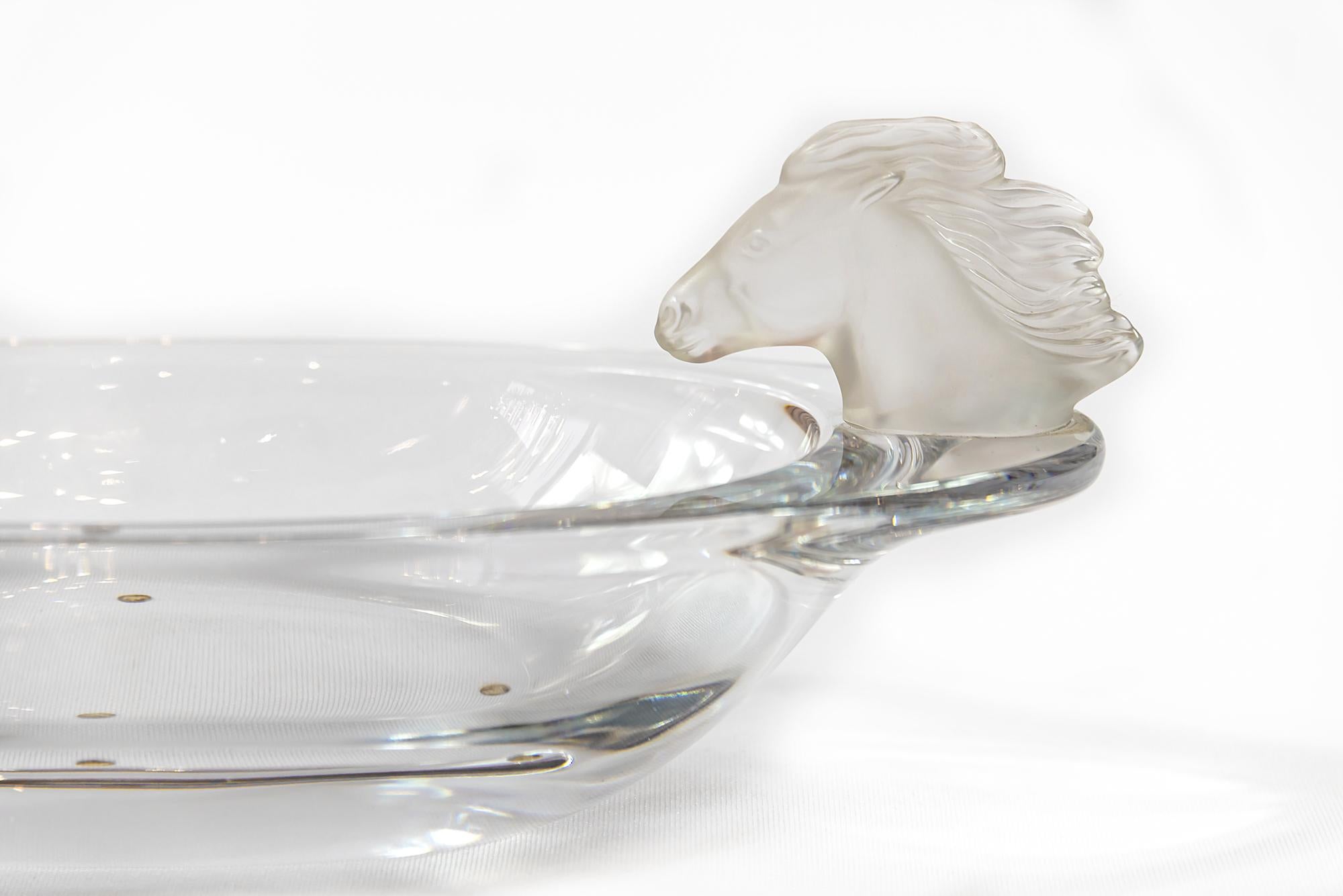 Mid-Century Modern Set of Sevres Crystal Bowls Decorated with Horse Heads