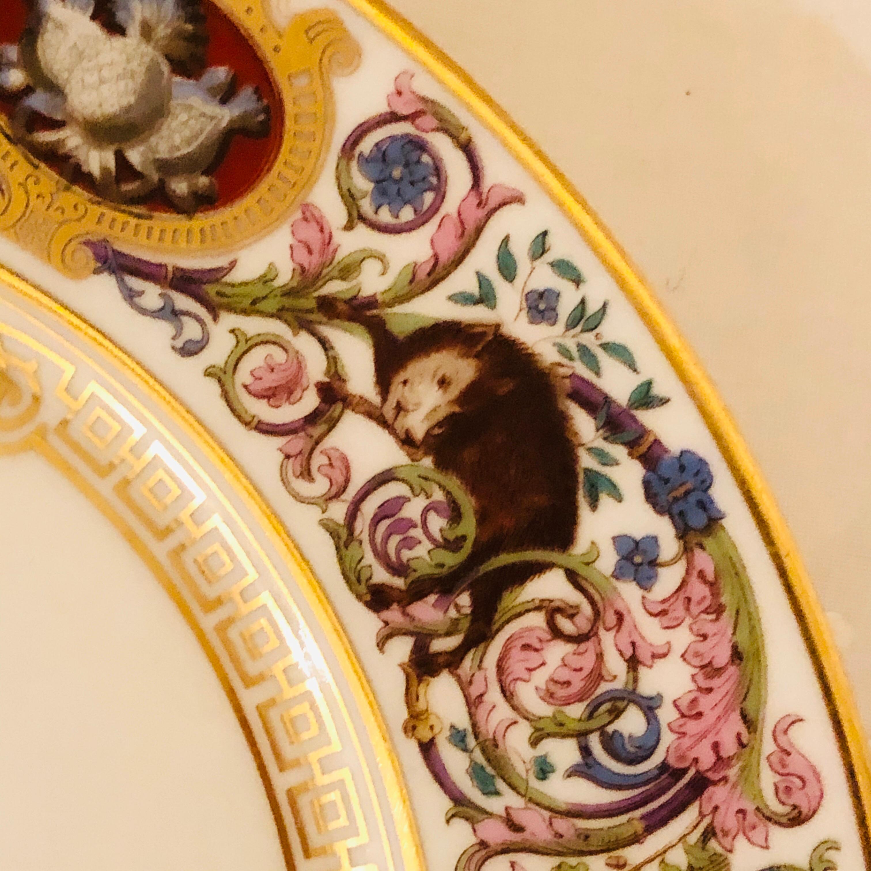 Renaissance Set of Sevres Louis-Philippe Hunt Plates Made for the Chateau de Fontainebleau