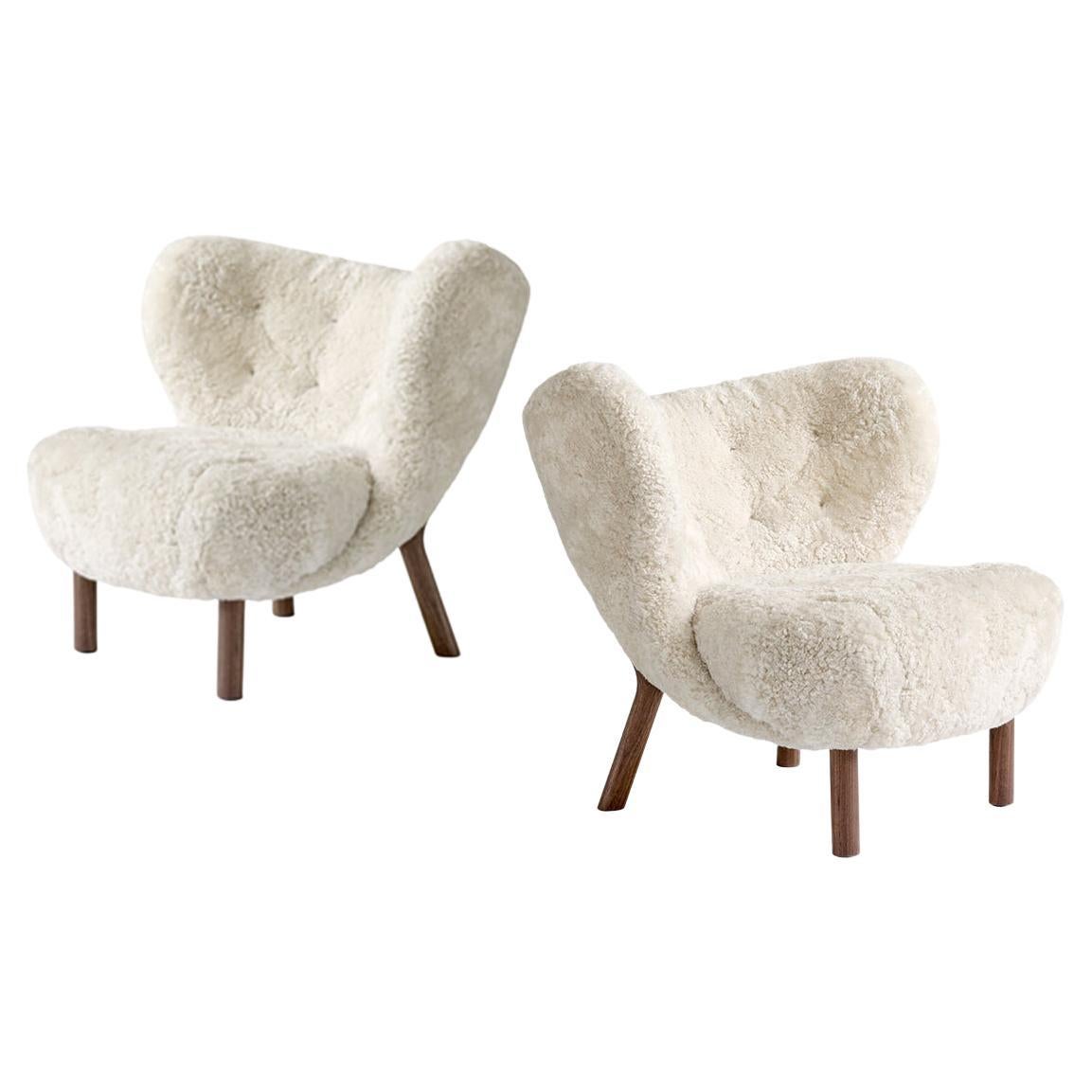 Set of Little PetraVB1 Sheepskin Moonlight/Walnut, by Viggo Boesen for &T For Sale