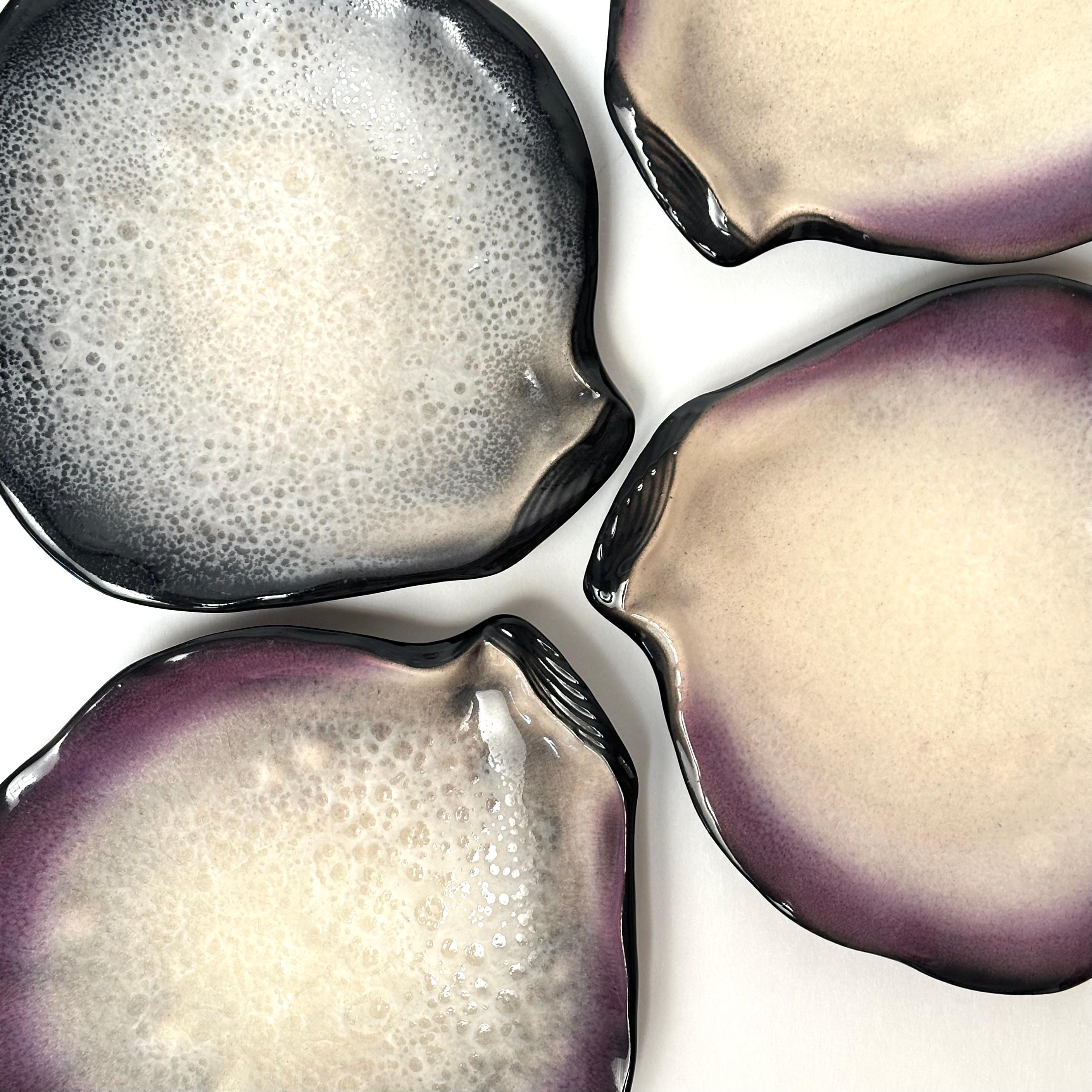 Glazed Set of Shell-Shaped Dishes, Pol Chambost,  France 1952 For Sale