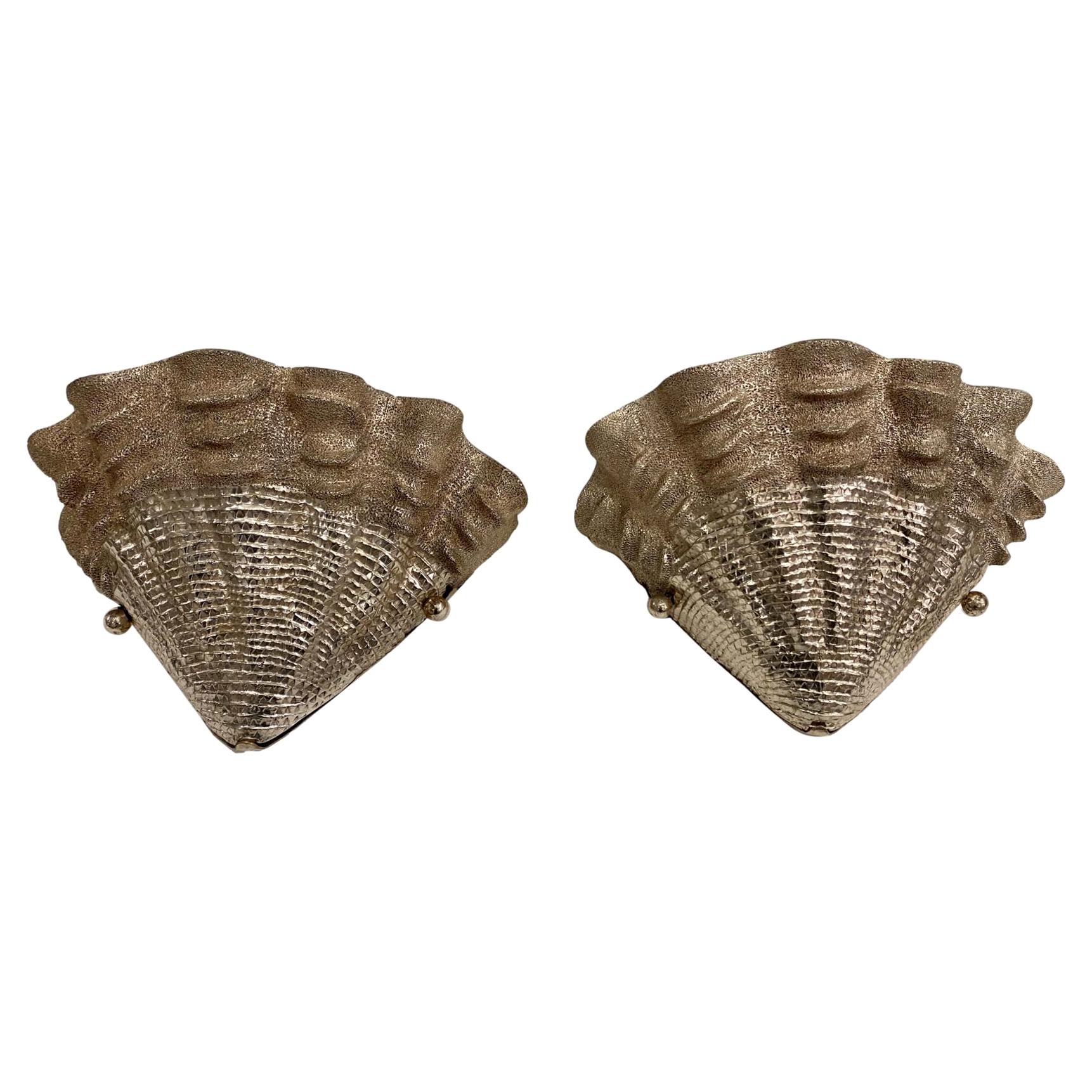 Set of Shell Shaped Silver Plated Sconces, Sold Per Pair