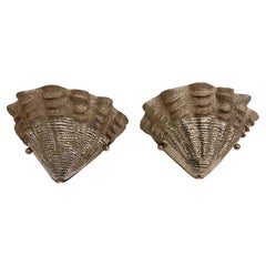 Vintage Set of Shell Shaped Silver Plated Sconces, Sold Per Pair