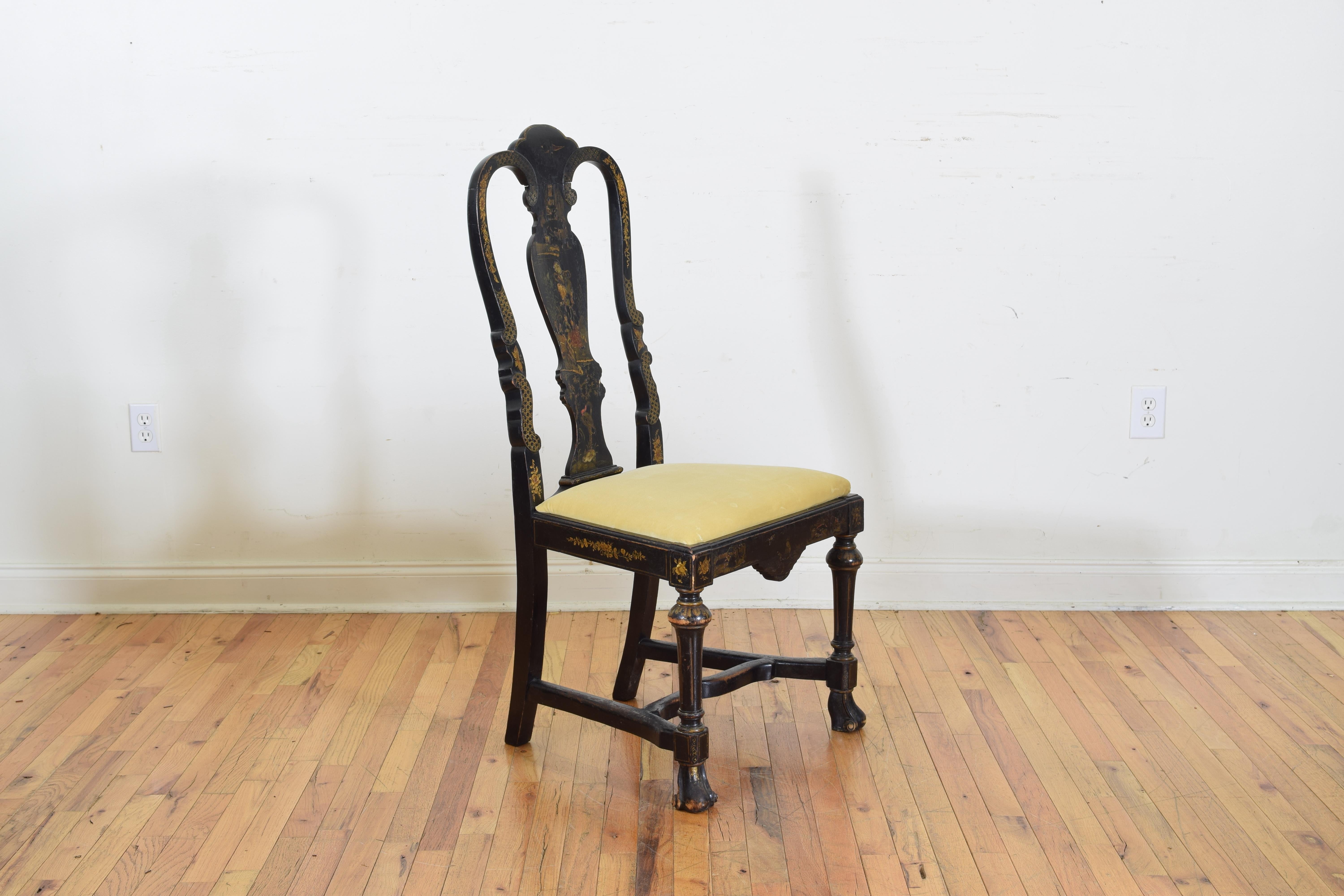 Set of Sic Queen Anne Style Chinoiserie Painted Dining Chairs, 20th Century In Excellent Condition In Atlanta, GA