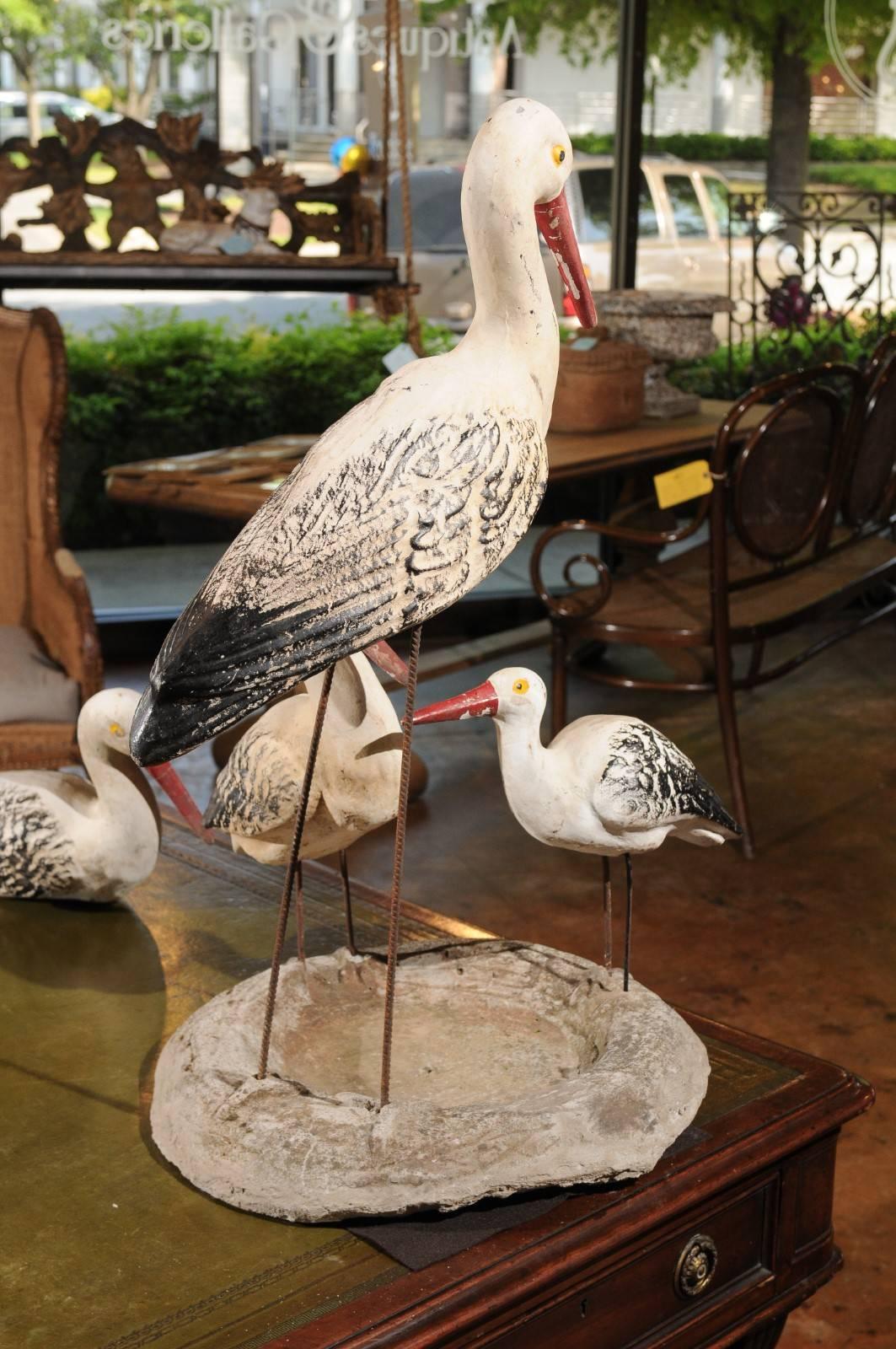 Set of Sicilian Painted Stone Shorebird Sculptures from the Early 20th Century 6