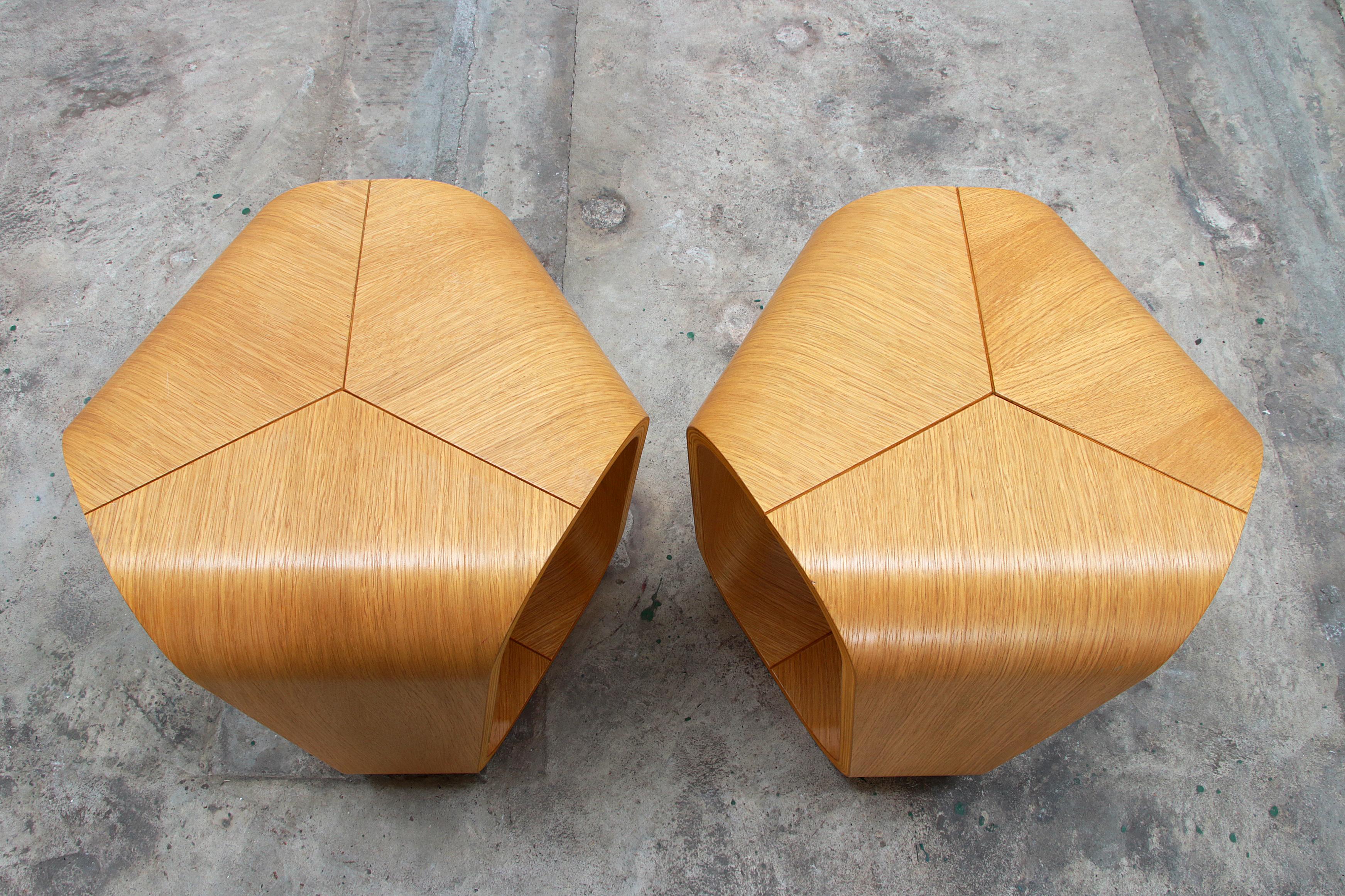 Plywood Enrico Cesana by Busnelli  side tables  1990 Italy.