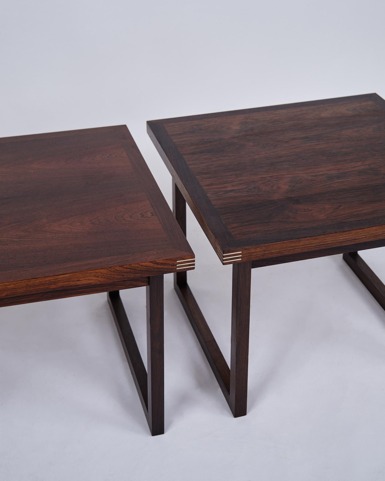Danois Ensemble de tables d'appoint en bois de rose par Rud Thygesen pour Heltborg Furniture dans les années 1960 en vente