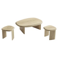 Set of Side Tables & Large Coffee Table Poplar Duna Collection by Joel Escalona