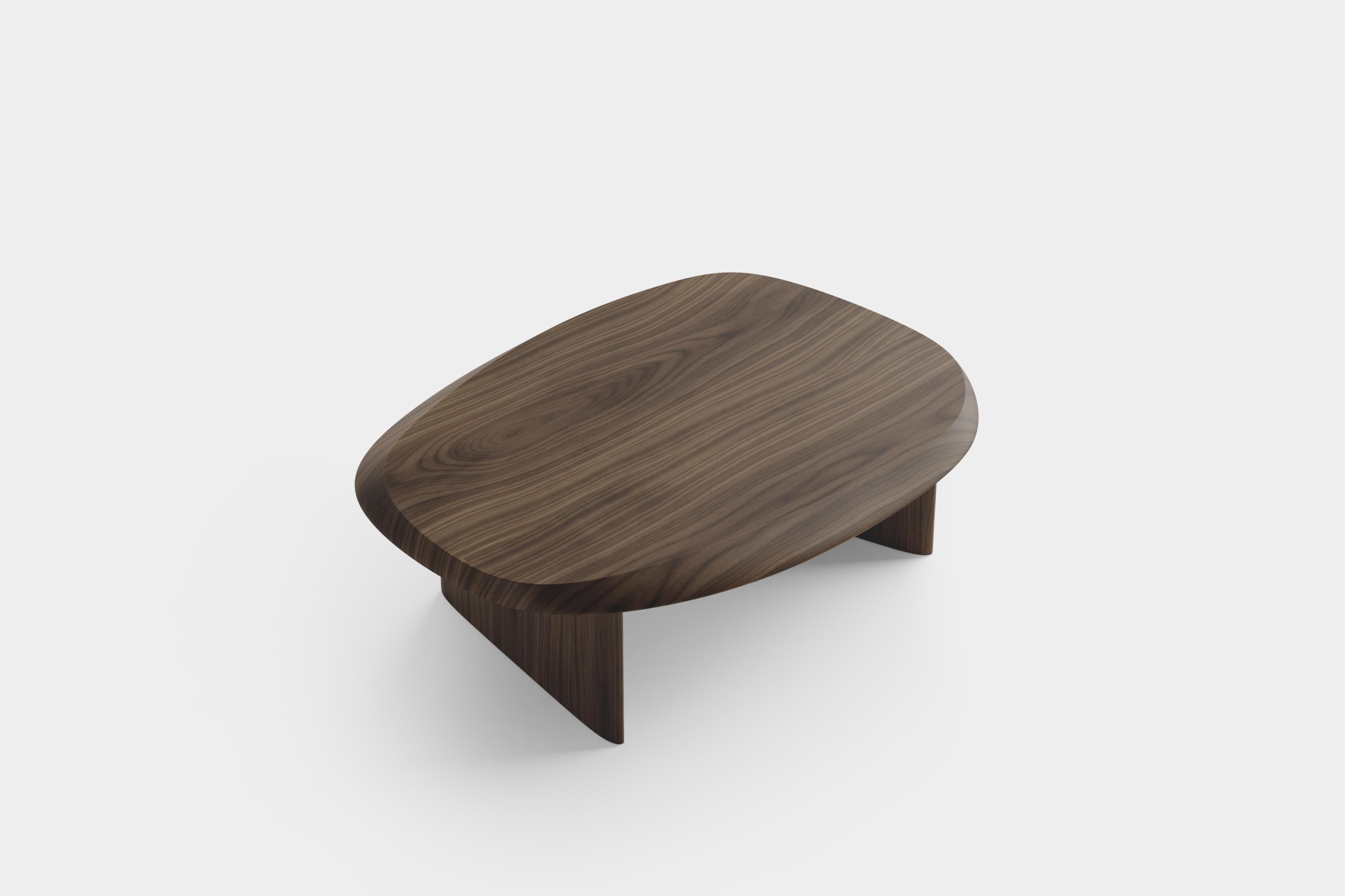 Modern Set of Side Tables & Large Coffee Table Walnut Duna Collection by Joel Escalona