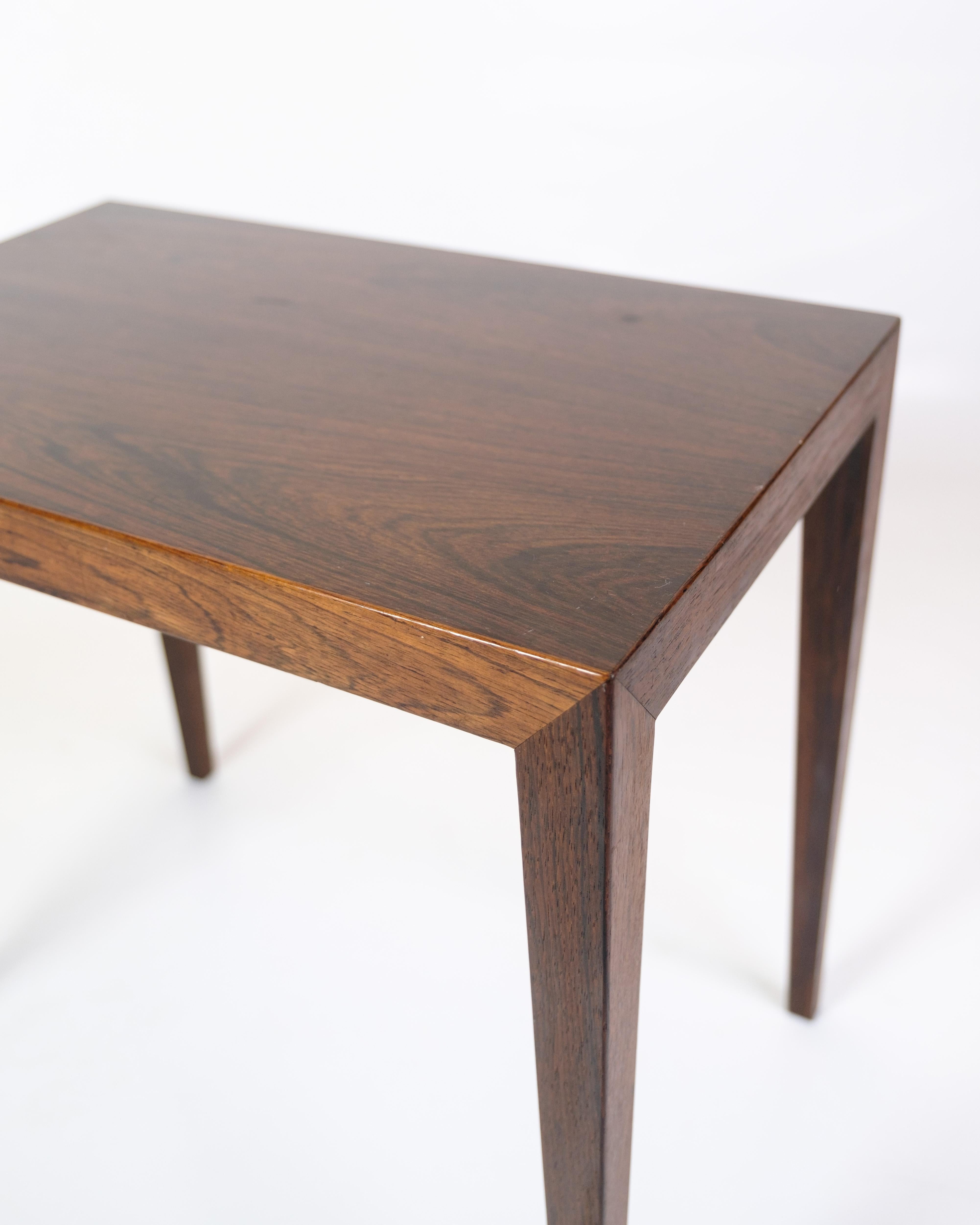 Crafted from beautiful rosewood, these side tables add a warm and sophisticated atmosphere to any living room. They are practical and versatile and can be used as side tables, coffee tables or even as bedside tables.

Severin Hansen was a renowned