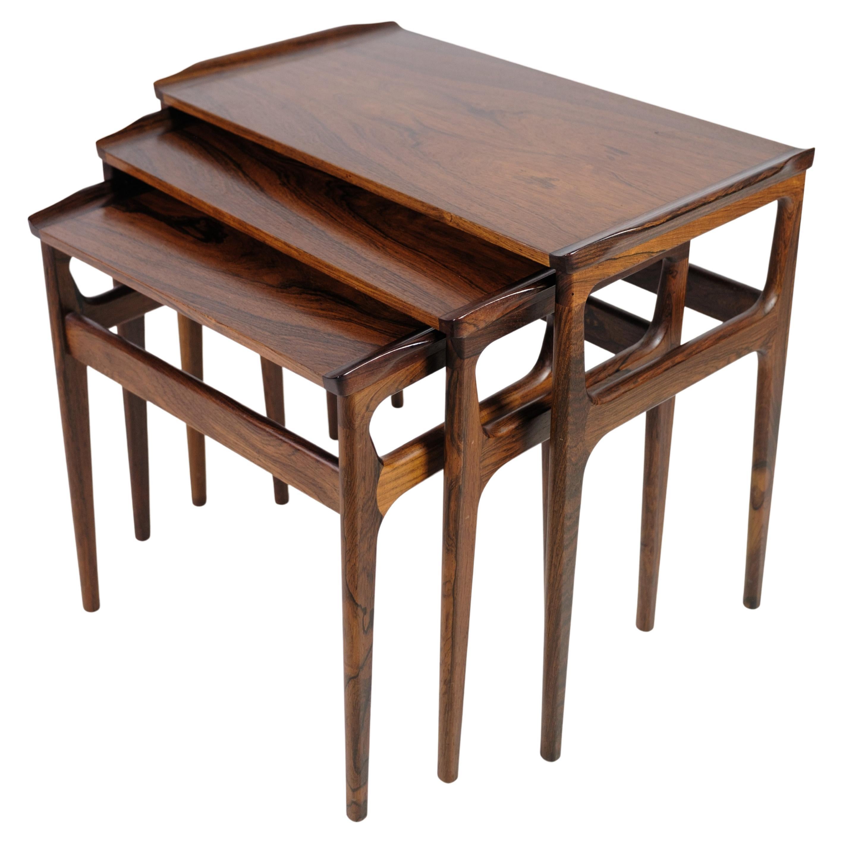 Set of Side Tables, Rosewood, Heltborg Møbler, Solid Edges, 1960s at 1stDibs