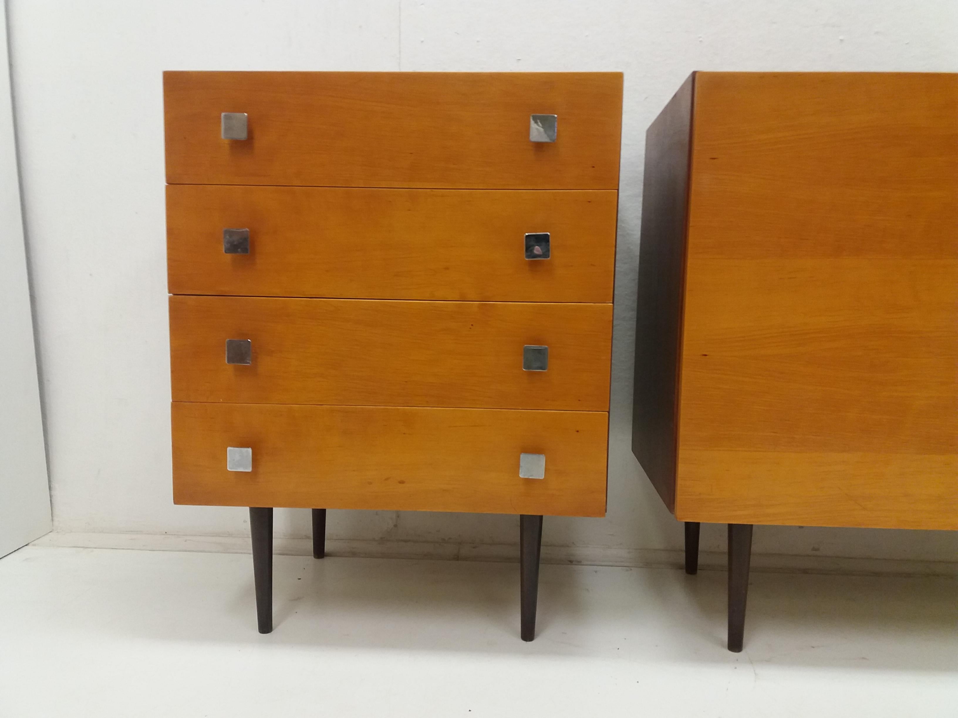 Set of Sideboard and Chest of Drawer Designed by František Mezulánik, 1960's In Good Condition For Sale In Praha, CZ