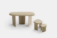 Set of Sideboard and Nest Tables Poplar Wood from Duna Collection