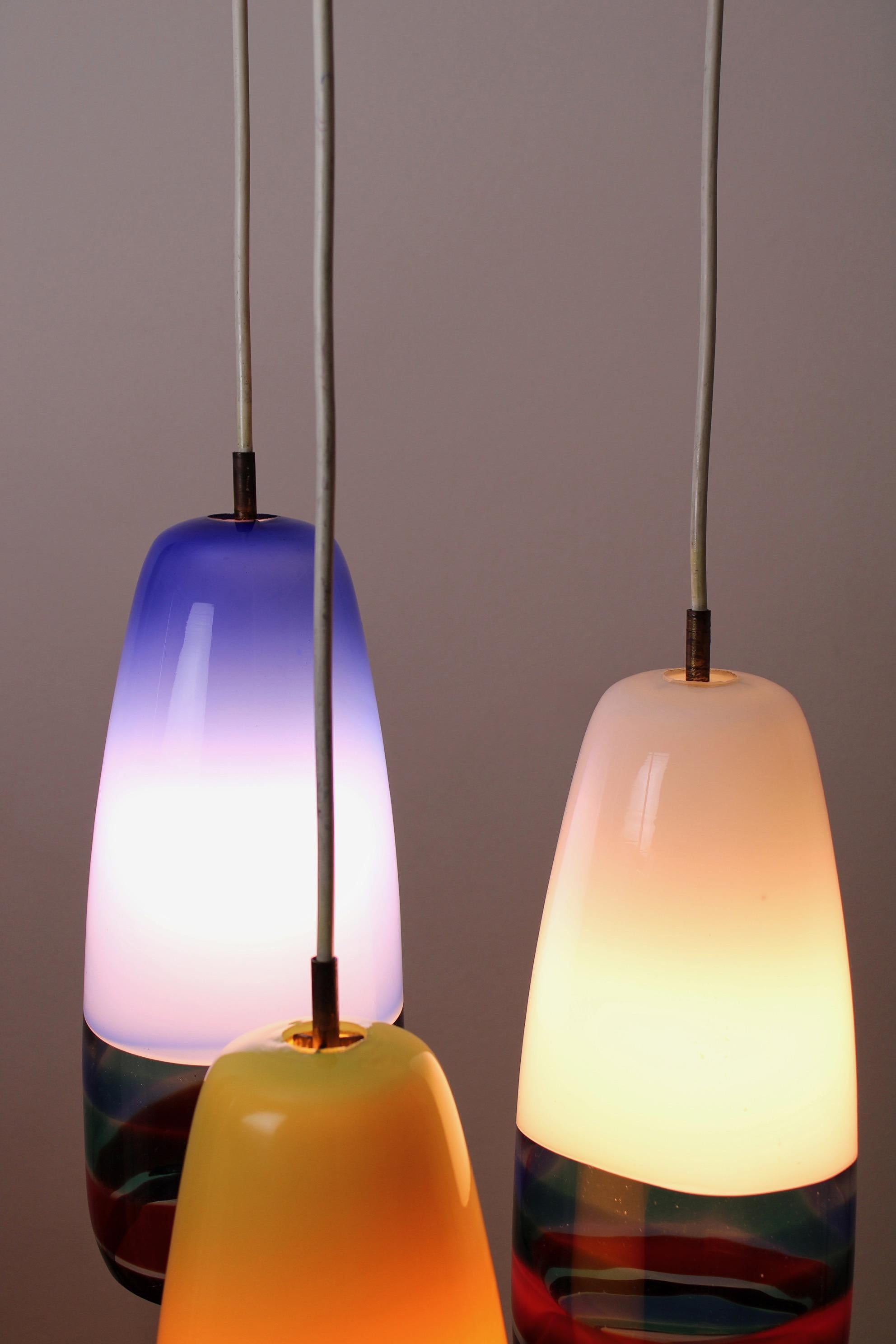 Mid-20th Century Set of Sigaro pendant lamps by Massimo Vignelli for Venini, 1956 For Sale