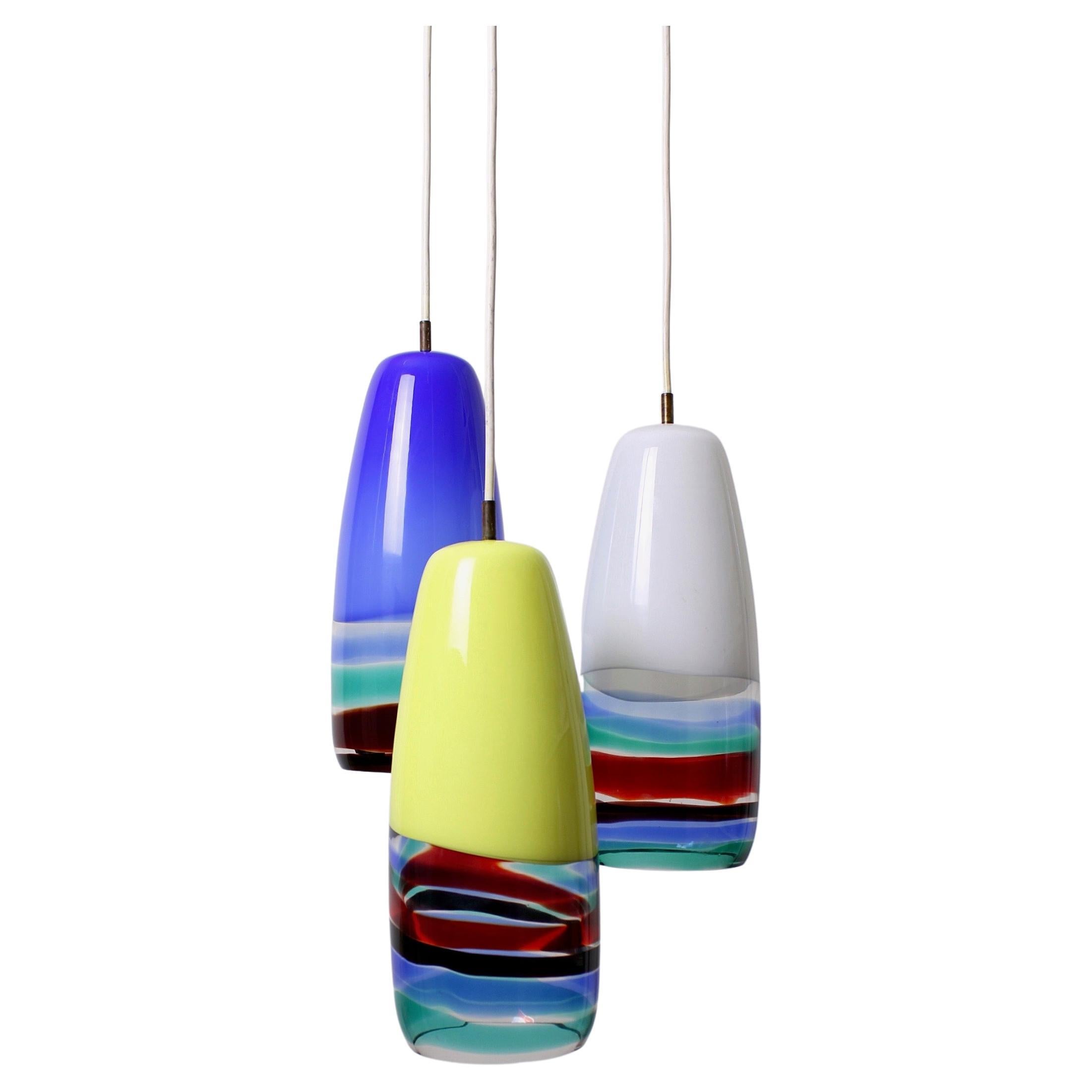 Set of Sigaro pendant lamps by Massimo Vignelli for Venini, 1956 For Sale