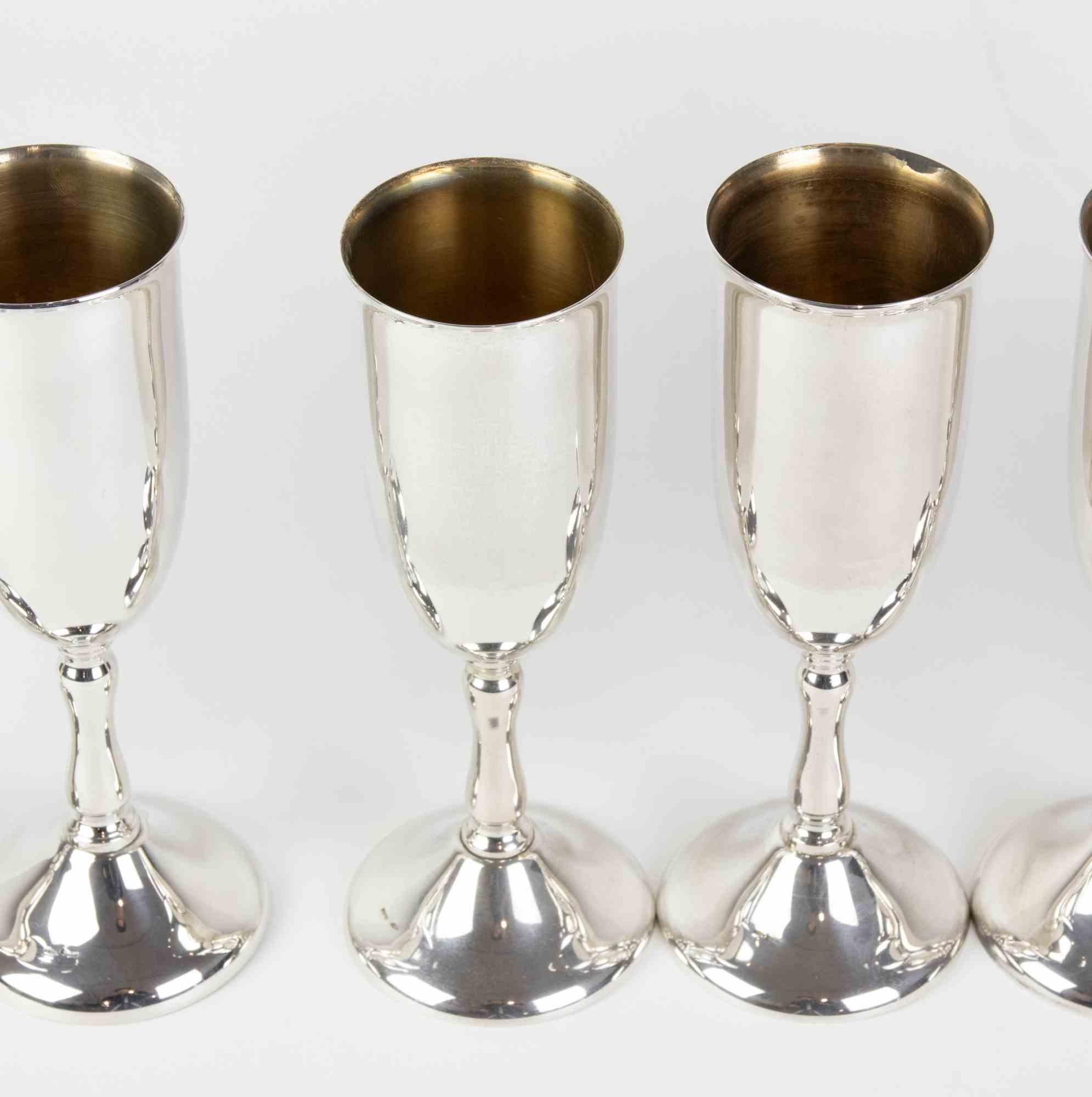 Italian Set of Silver Glasses, italy, mid-20th Century For Sale