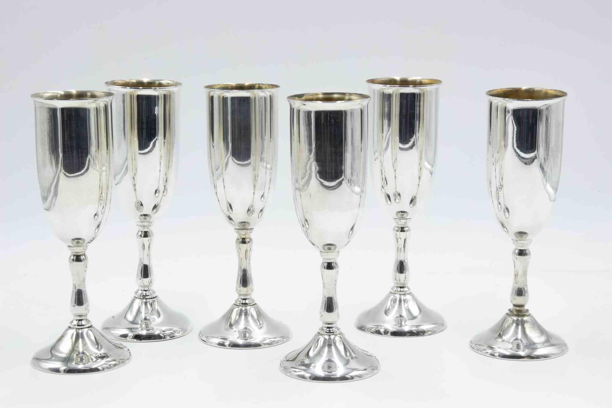 Set of Silver Glasses, italy, mid-20th Century In Good Condition For Sale In Roma, IT