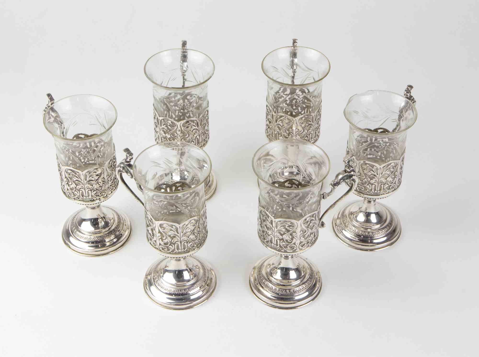Set Silbergläser, Italien, Mitte des 20. Jahrhunderts im Angebot 1