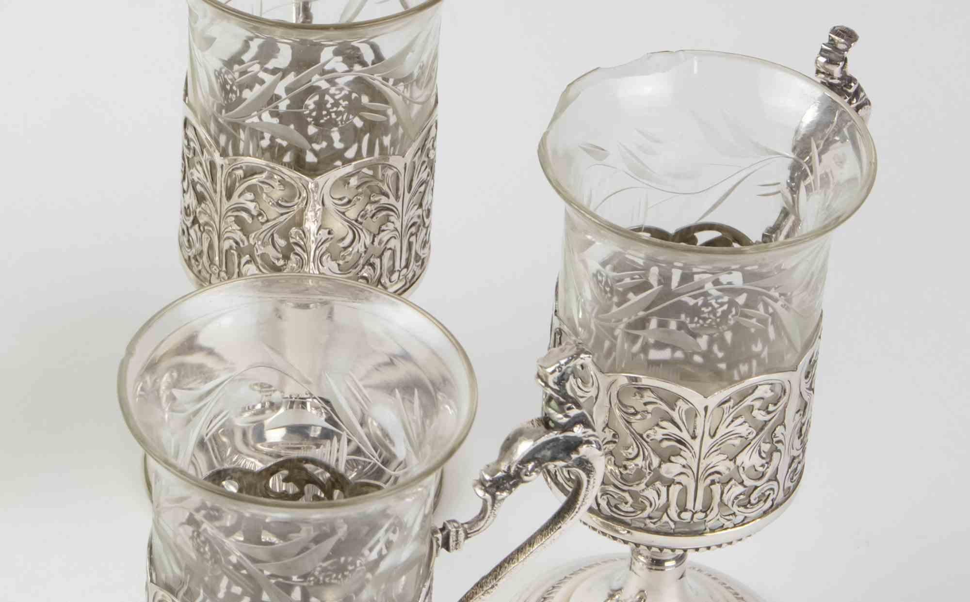 Set Silbergläser, Italien, Mitte des 20. Jahrhunderts im Angebot 2