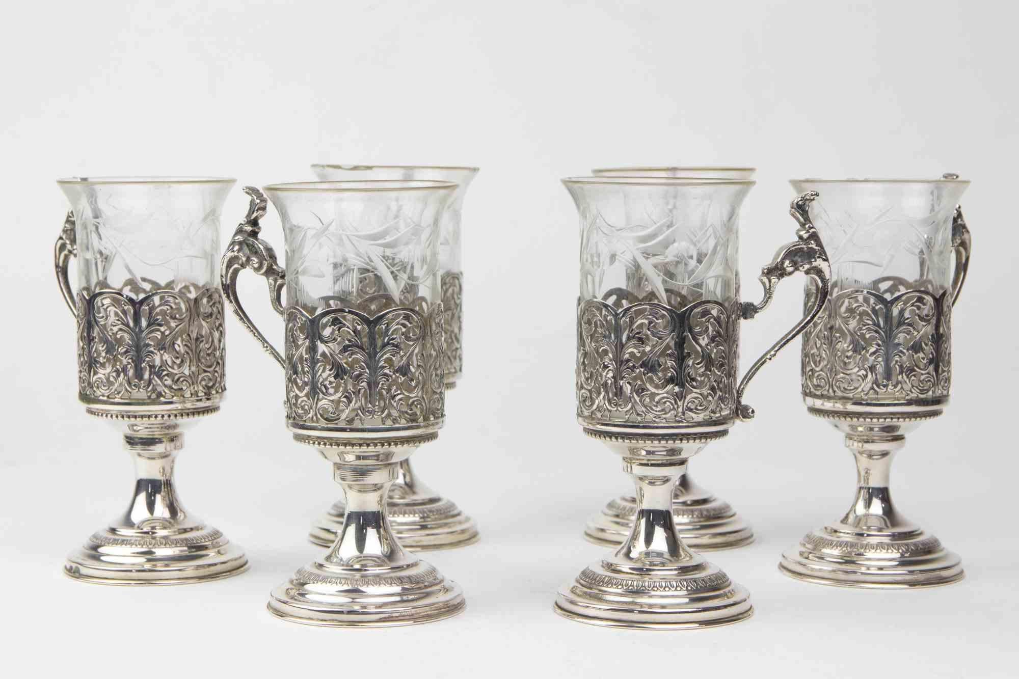 Set Silbergläser, Italien, Mitte des 20. Jahrhunderts im Angebot 3